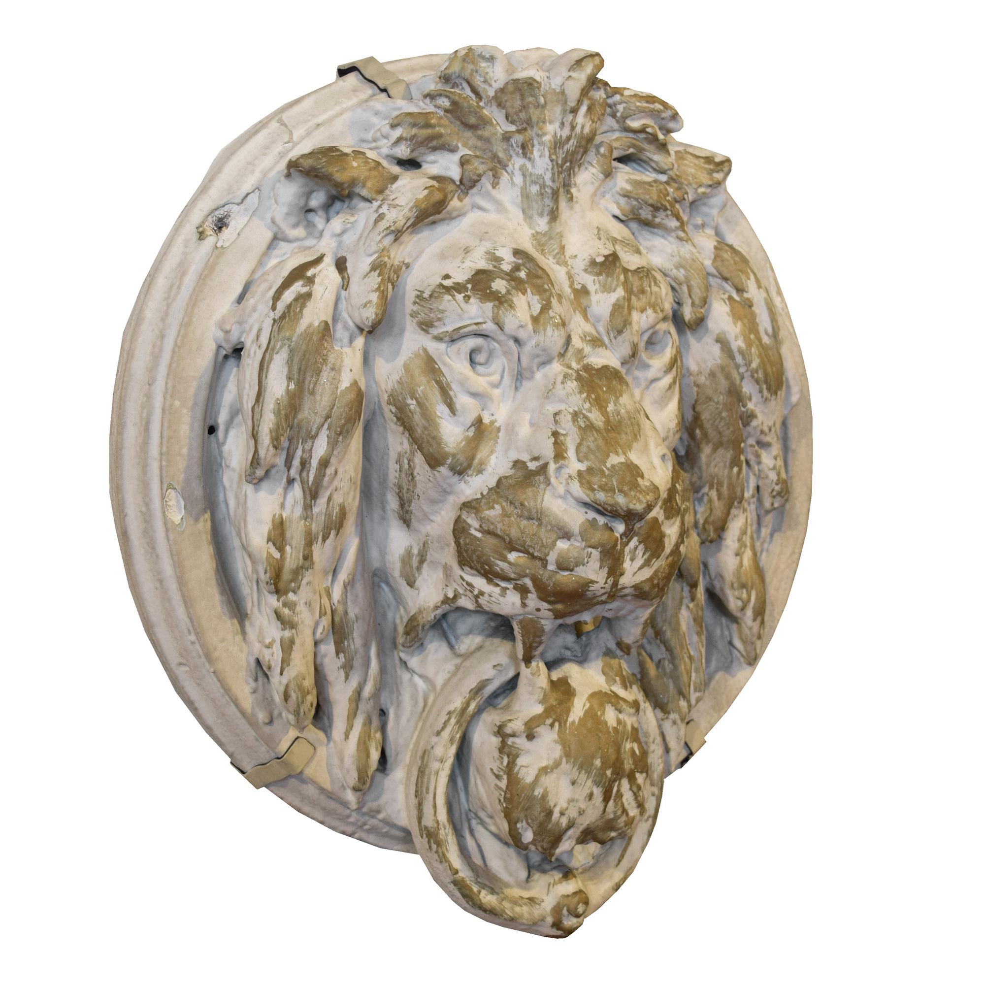 A Composition Lion Head from the Julian Theater, Chicago, IL. 17" W x 8.5" D x 20" H — United States, Circa 1909