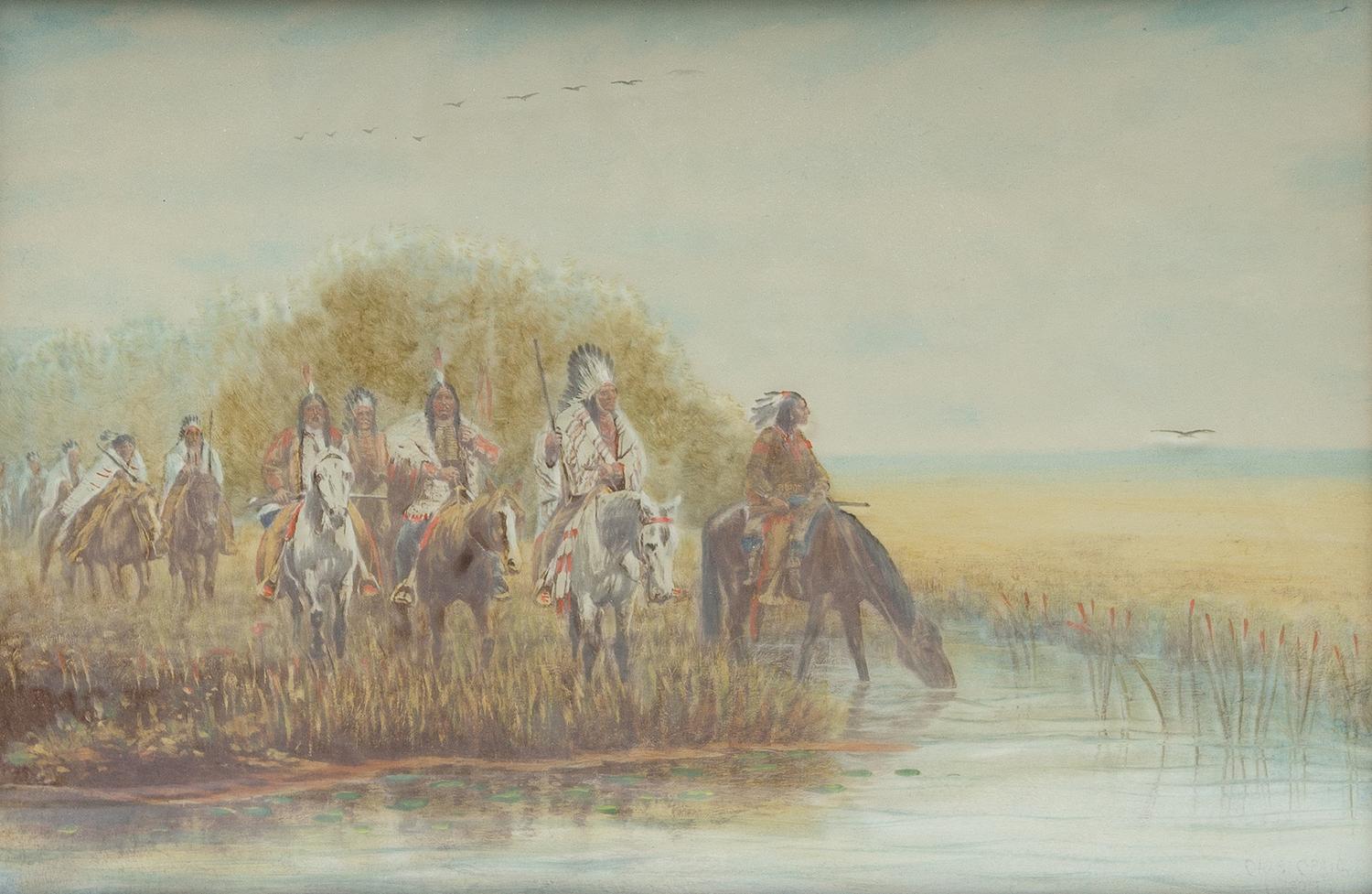 Two Western Decorative Etchings Larger: 13 1/3 x 19 1/2 inches.