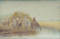 Two Western Decorative Etchings Larger: 13 1/3 x 19 1/2 inches.