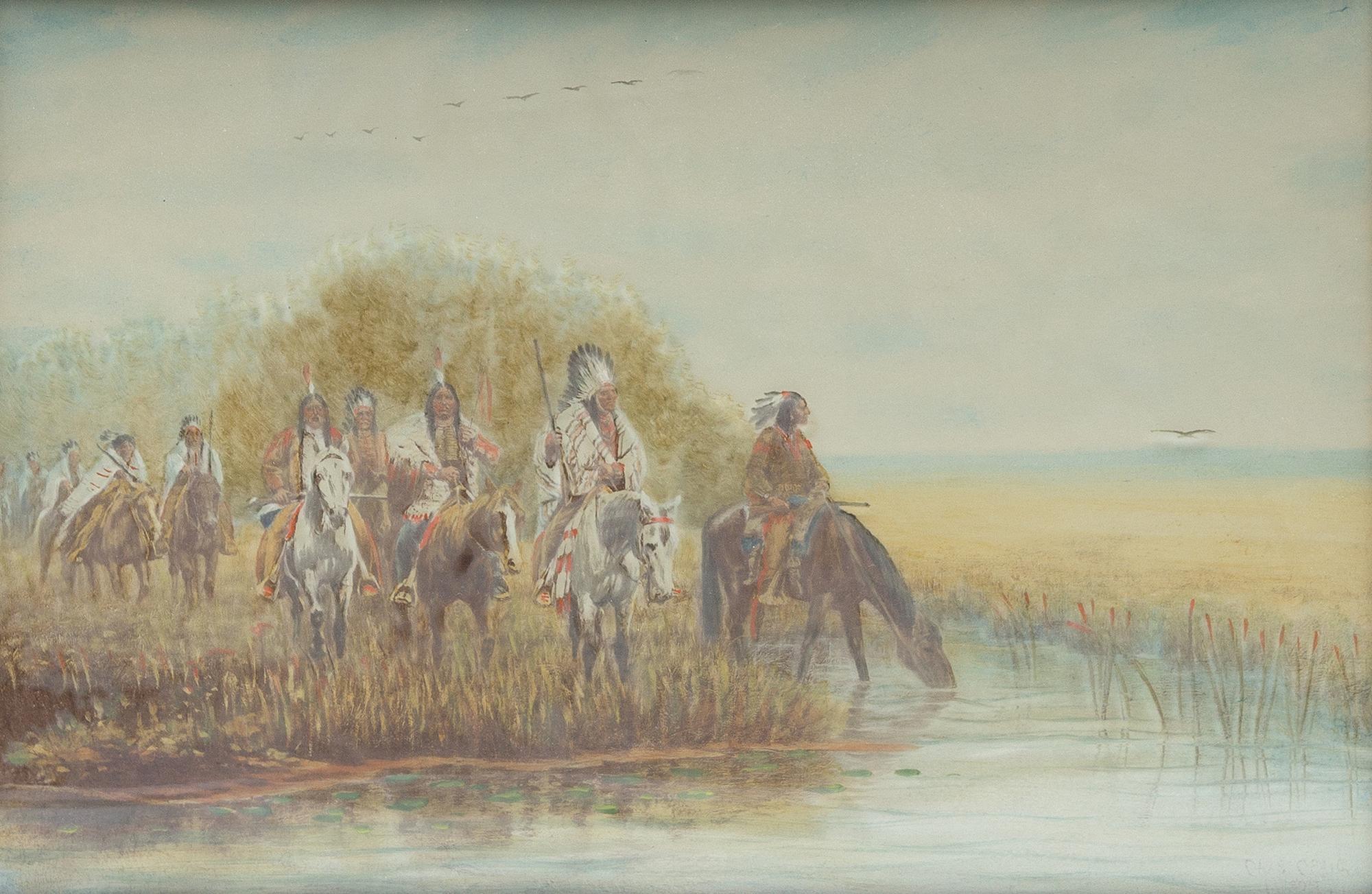 Two Western Decorative Etchings Larger: 13 1/3 x 19 1/2 inches.
