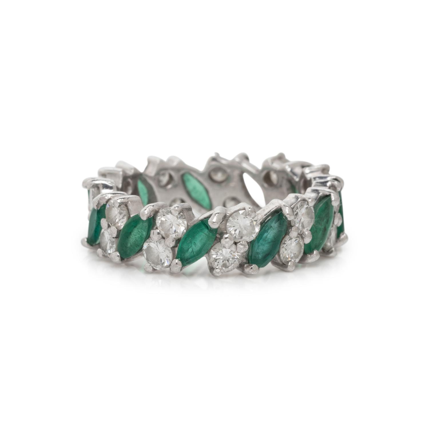 EMERALD AND DIAMOND ETERNITY BAND