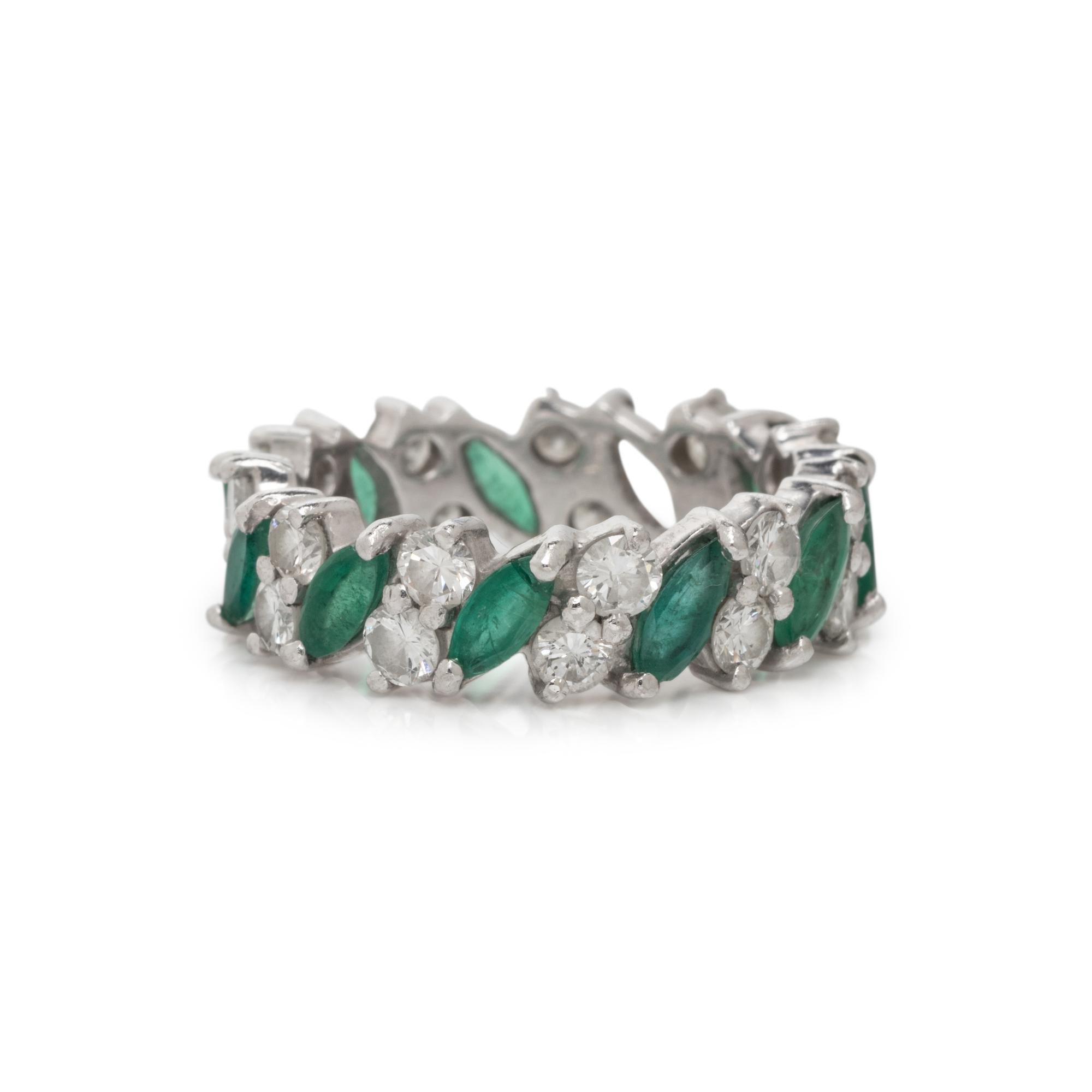 EMERALD AND DIAMOND ETERNITY BAND
