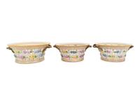 THIS LOT IS BEING BROKEN UP INTO TWO LOTS AND RELISTED (request of client) - A Set of Three Royal Copenhagen Flora Danica Reticulated Round Fruit Baskets