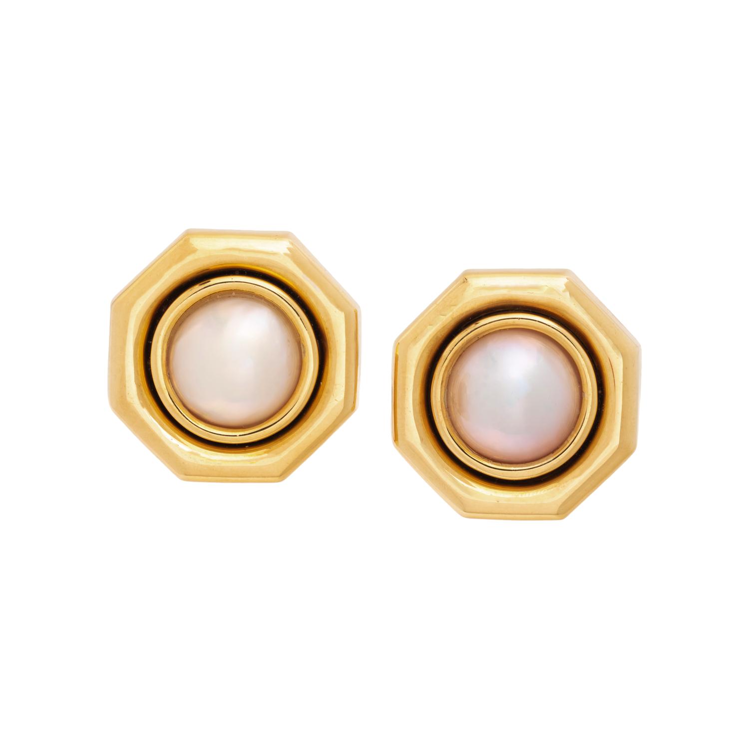 CRAIG DRAKE, CULTURED MABÉ PEARL CLIP EARRINGS