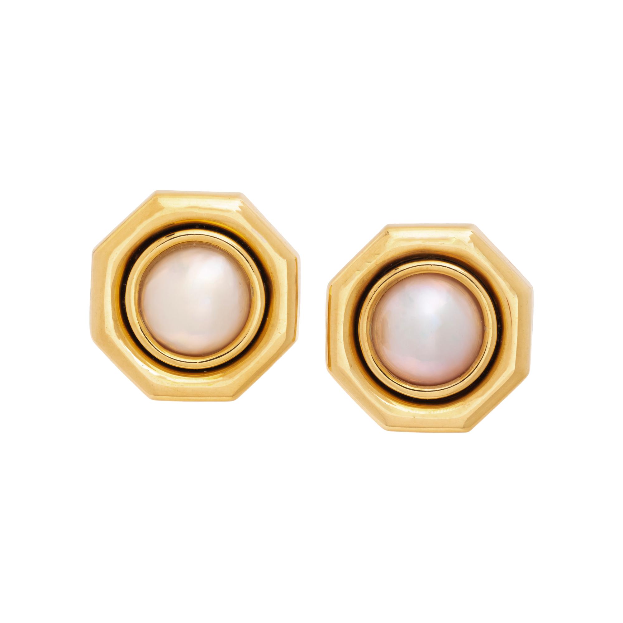 CRAIG DRAKE, CULTURED MABÉ PEARL CLIP EARRINGS