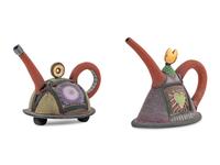 A Pair of Whimsical Ceramic Teapots