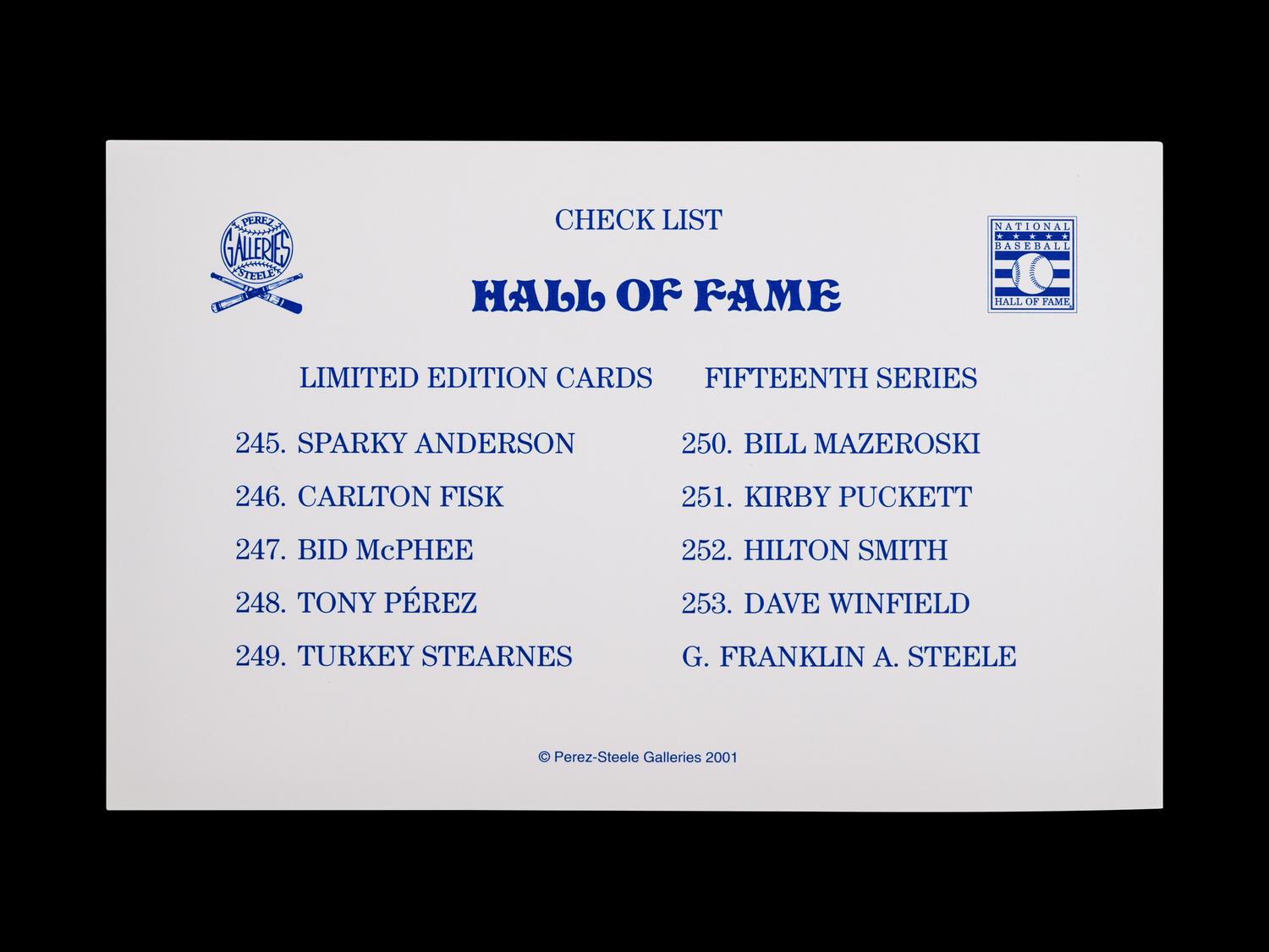 A Complete Run of 1980-2002 Series One Through Fifteen Perez-Steele Baseball Hall of Fame Post Cards