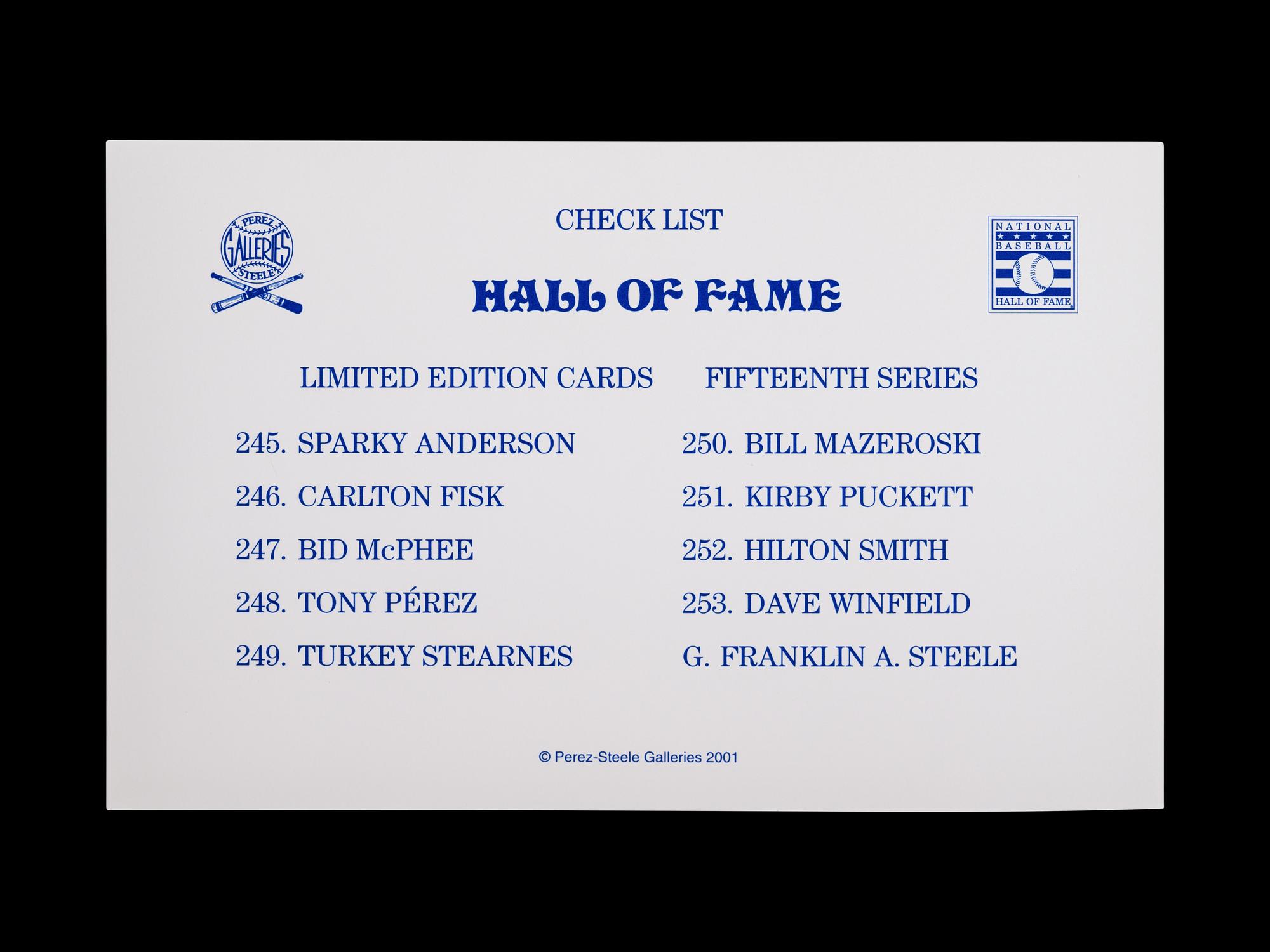A Complete Run of 1980-2002 Series One Through Fifteen Perez-Steele Baseball Hall of Fame Post Cards