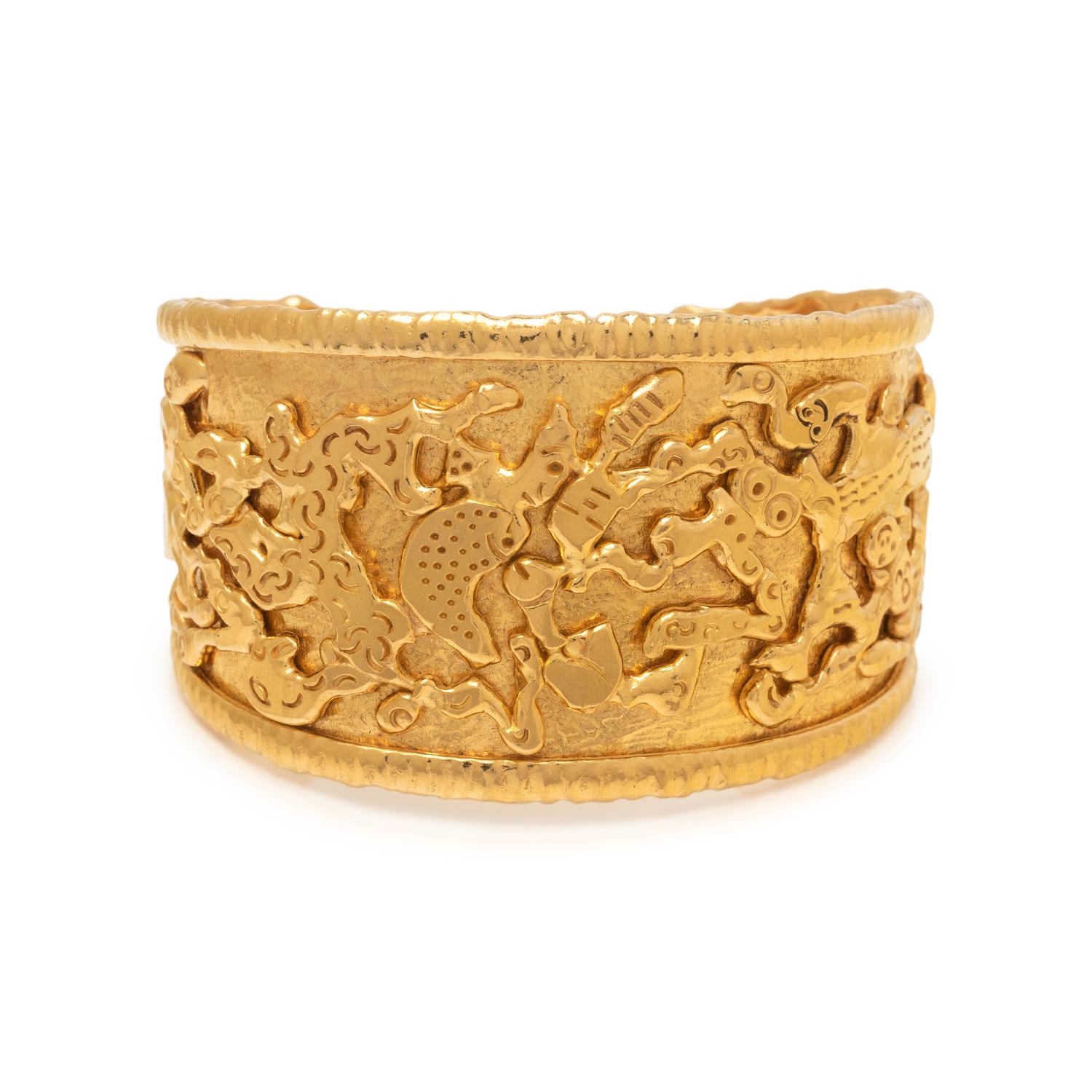 JEAN MAHIE, HIGH KARAT GOLD 'CHARMING MONSTERS' CUFF BRACELET