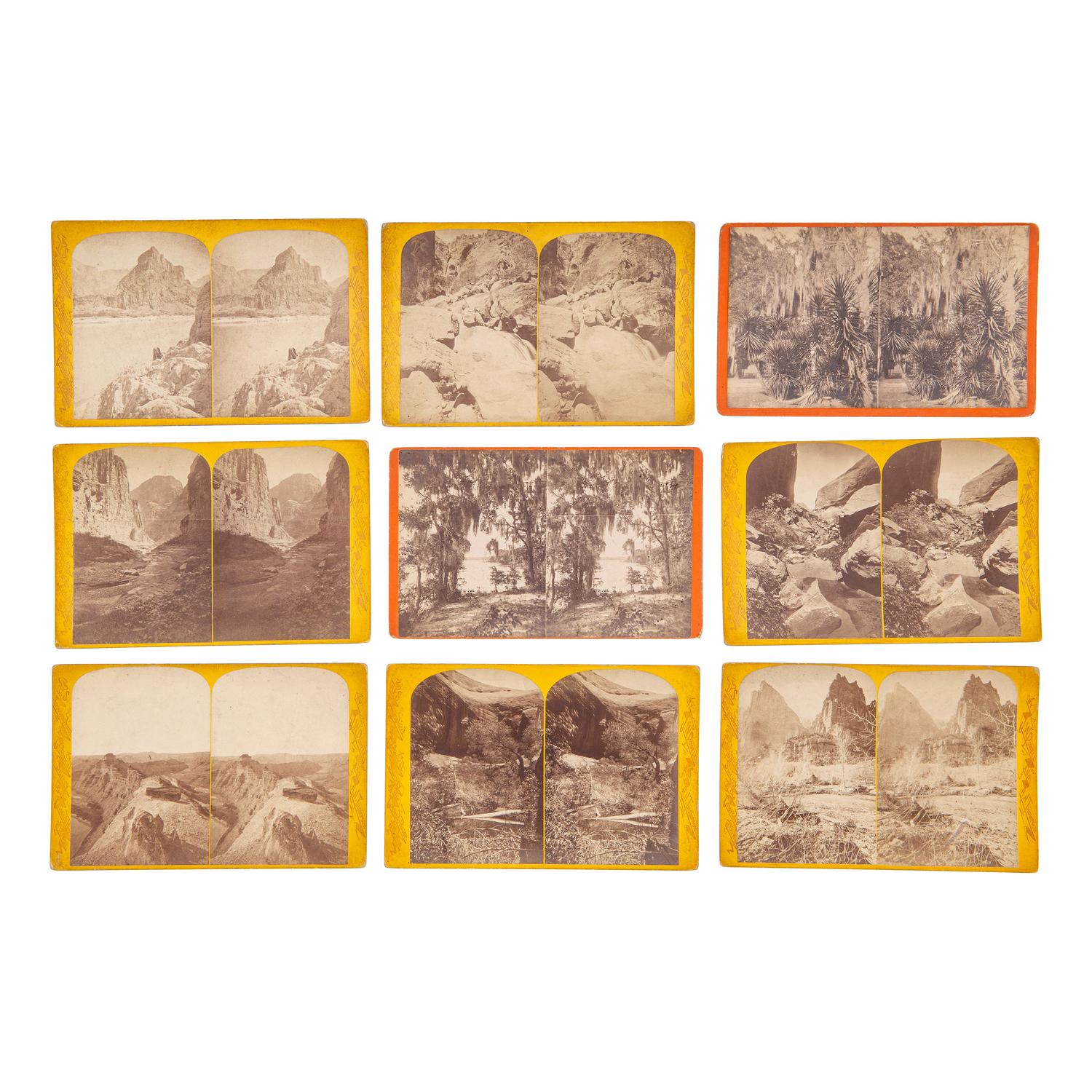 [EARLY PHOTOGRAPHY] -- [CRONAU, Rudolf]. A group of 34 assorted stereoviews featuring landscapes and manmade structures around the world, with a concentration on the American west, collected by artist Rudolf Cronau.