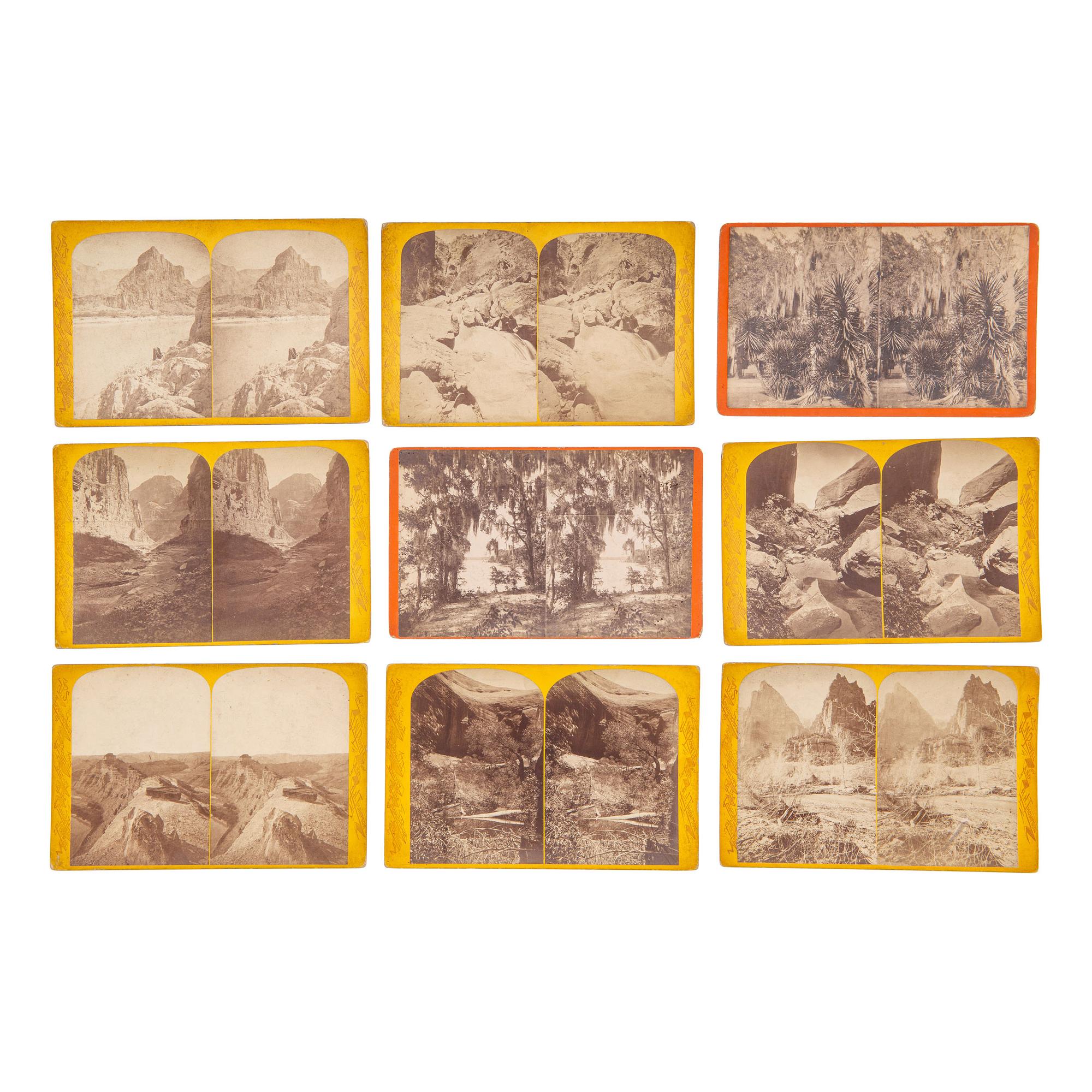 [EARLY PHOTOGRAPHY] -- [CRONAU, Rudolf]. A group of 34 assorted stereoviews featuring landscapes and manmade structures around the world, with a concentration on the American west, collected by artist Rudolf Cronau.