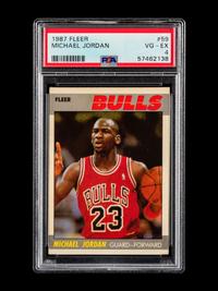 A 1987 Fleer Michael Jordan Basketball Card No. 59 (PSA 4 VG-EX)
