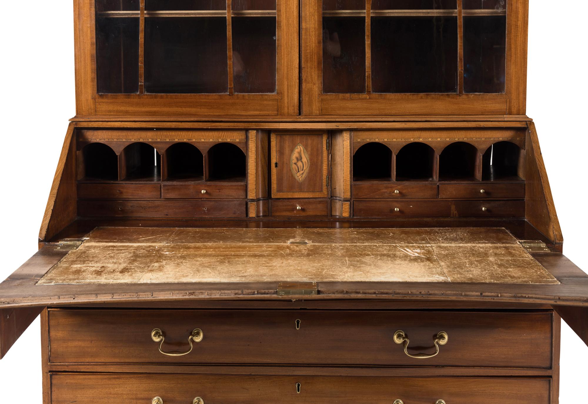 A George III Mahogany Bureau Bookcase