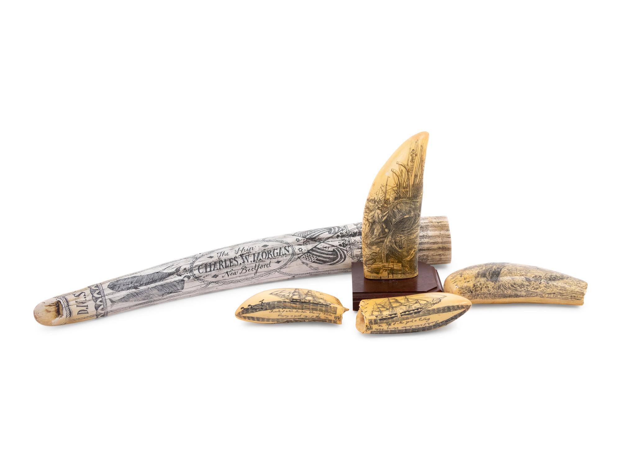 Five Faux Scrimshaw Teeth and Tusks
