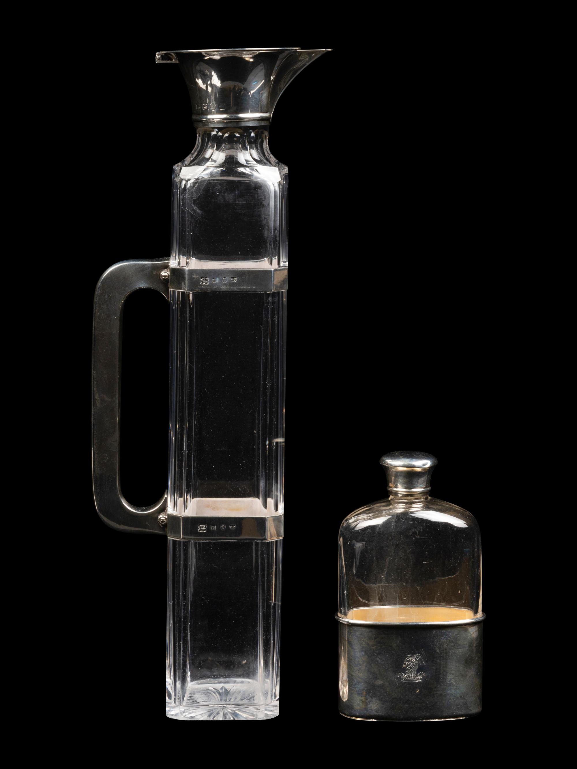 Two English Silver-Mounted Glass Articles