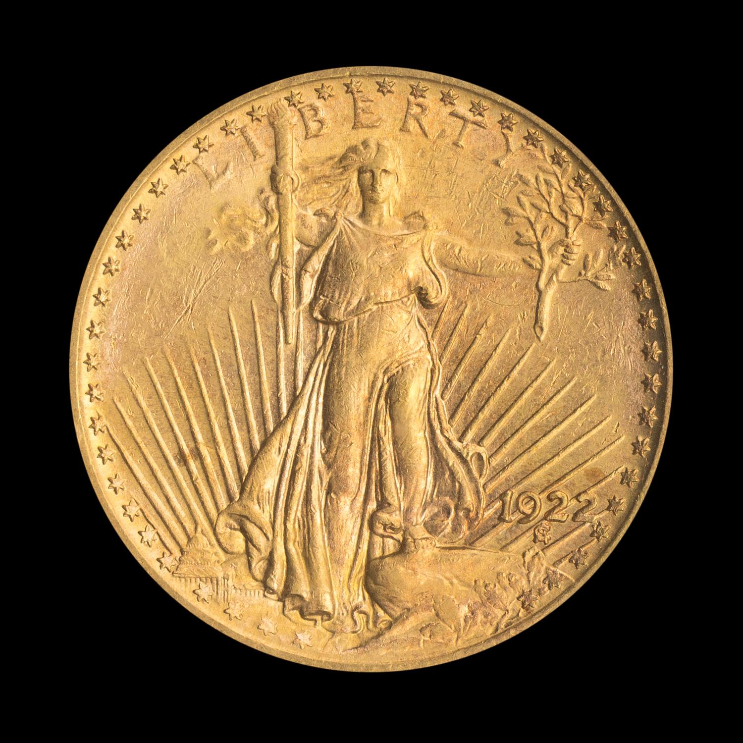 A United States 1922 St. Gaudens $20 Gold Coin