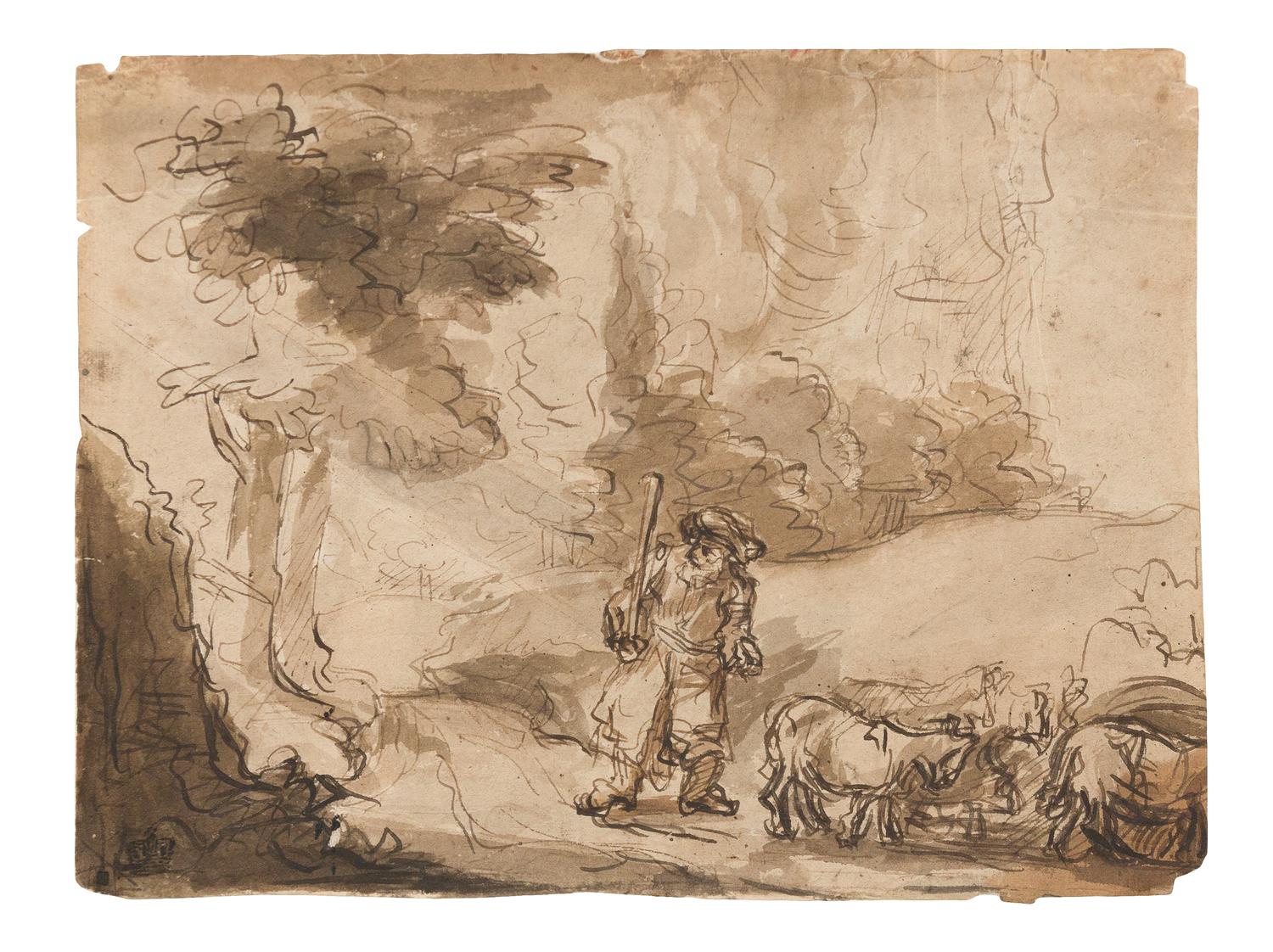 Circle of Rembrandt van Rijn, (Dutch, 1606-1669), Joseph Interpreting the Dreams of his Fellow Prisoners and Moses and the Burning Bush