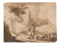 Circle of Rembrandt van Rijn, (Dutch, 1606-1669), Joseph Interpreting the Dreams of his Fellow Prisoners and Moses and the Burning Bush