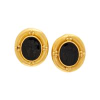 Elizabeth Locke, Venetian Glass Intaglio and Yellow Gold Earrings