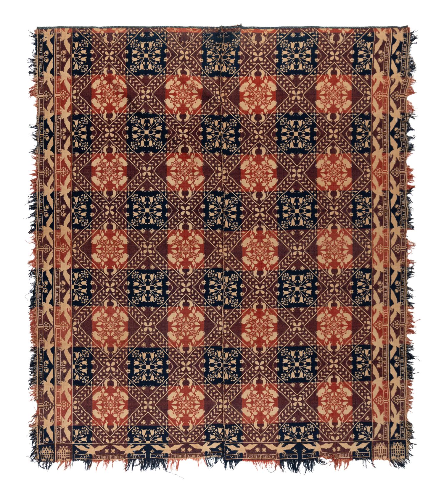 Two Cotton and Wool Jacquard Coverlets