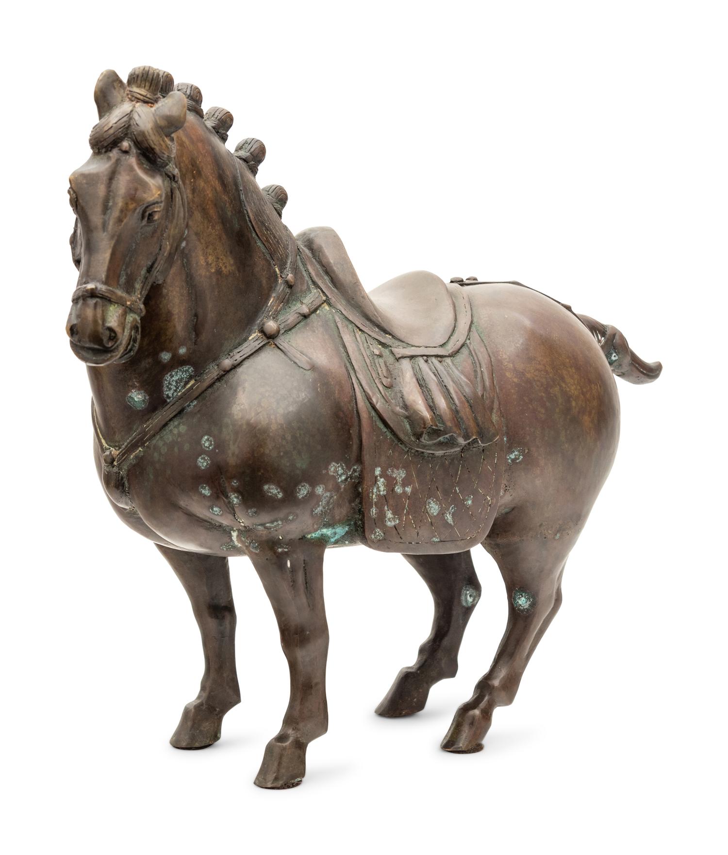 A Chinese Export Patinated Metal Figure of a Horse