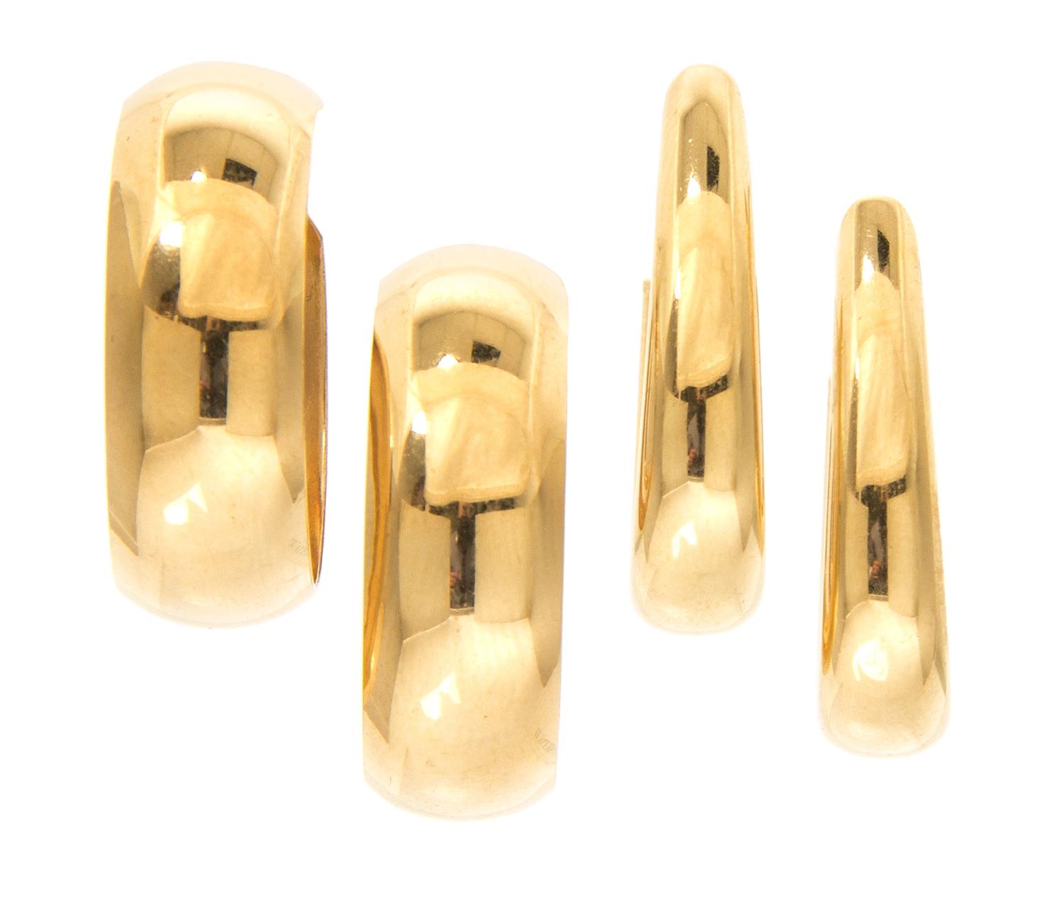 A Collection of Yellow Gold Hoop Earrings, 11.70 dwts.
