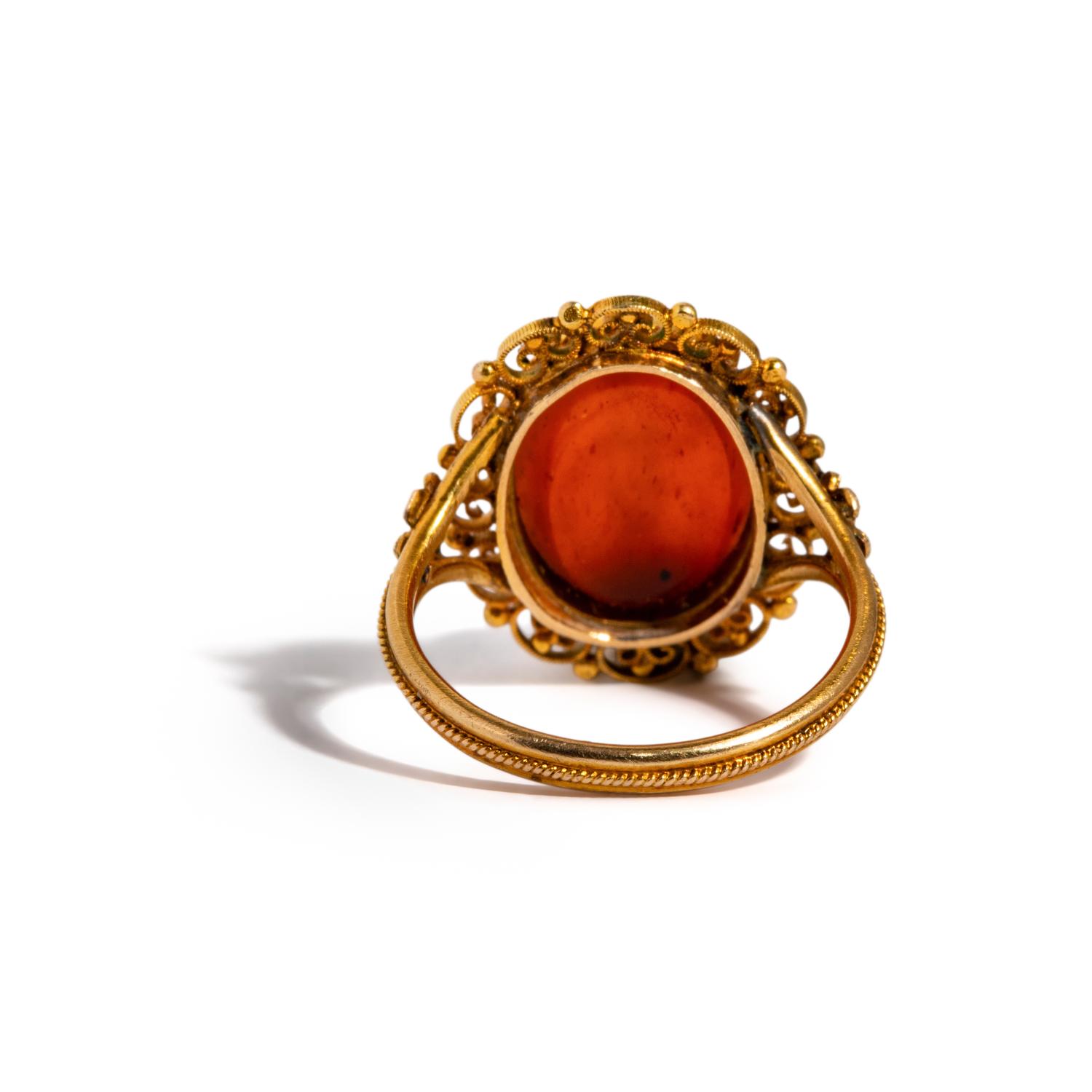 A Roman Carnelian Ring Stone with the Goddess Ceres — Set in a Victorian gold ring