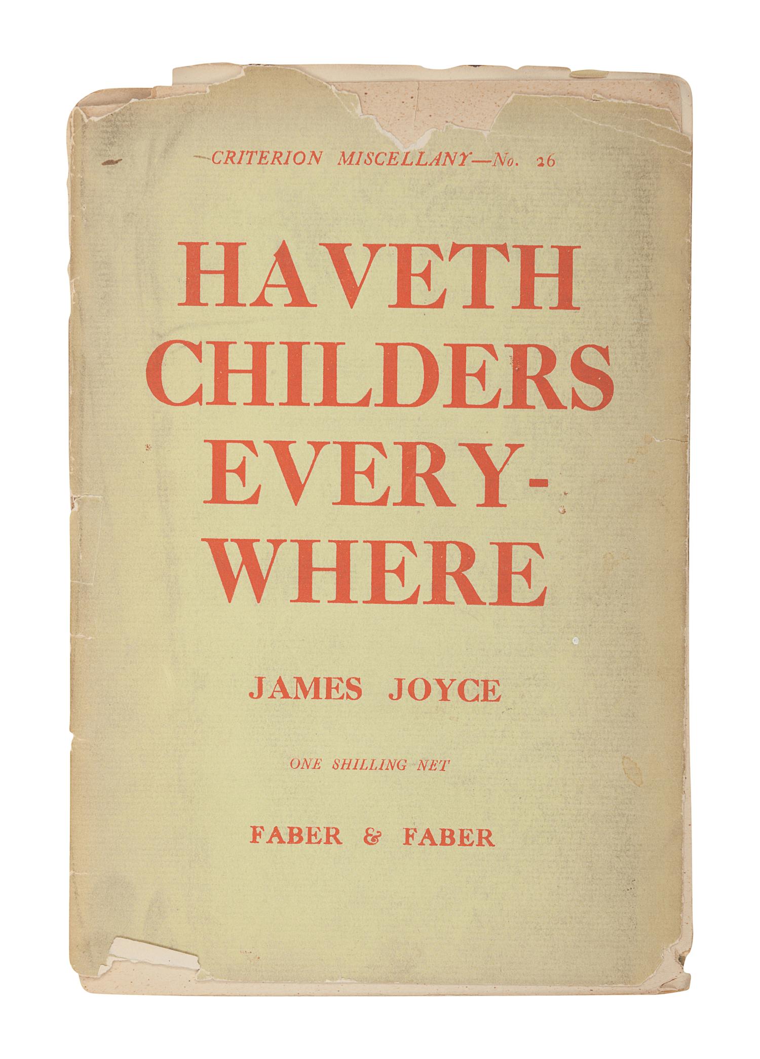 JOYCE, James (1882-1941). Tales Told of Shem and Shaun: Three Fragments from Work in Progress . With a preface by C.K. Ogden. Paris: The Black Sun Press, 1929.