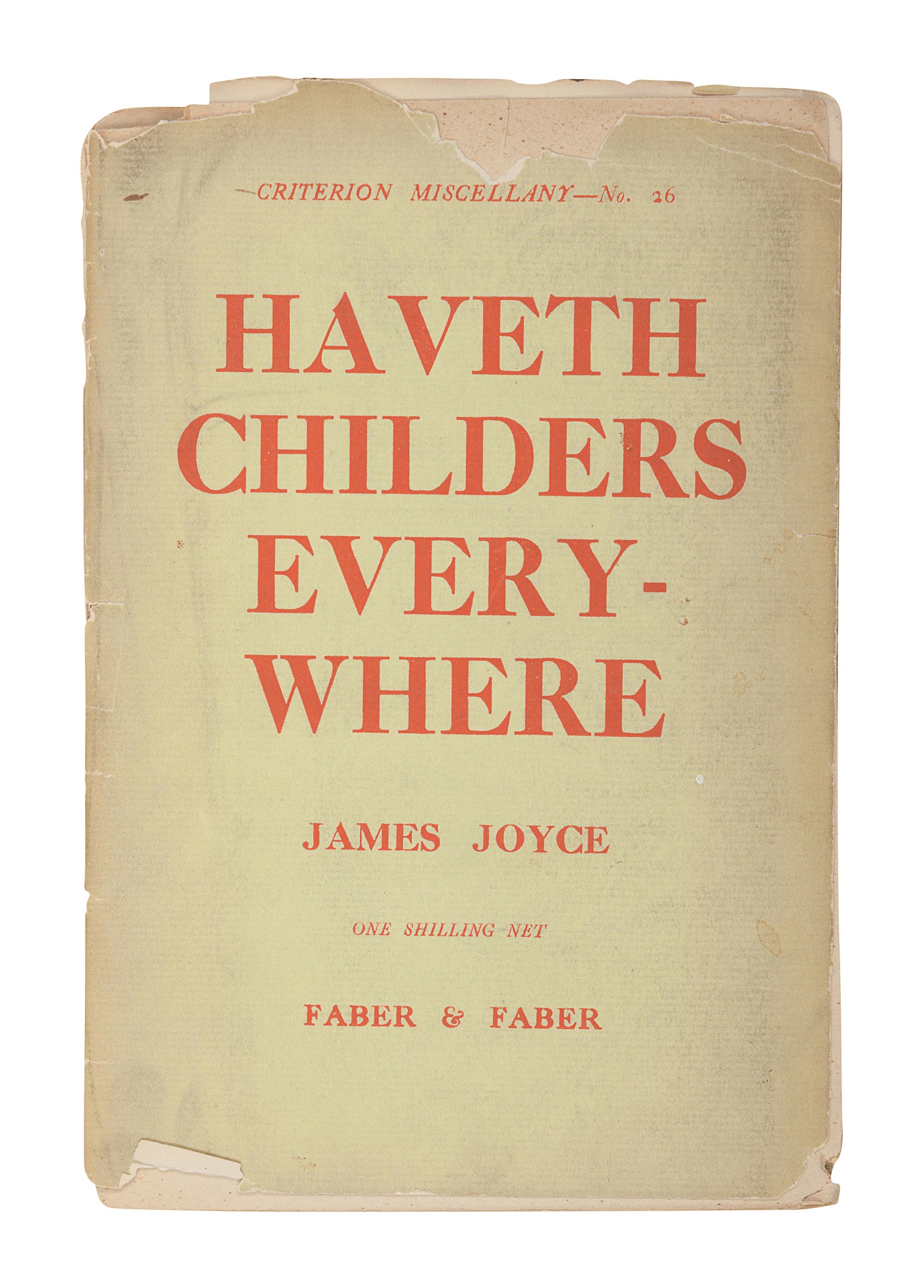 JOYCE, James (1882-1941). Tales Told of Shem and Shaun: Three Fragments from Work in Progress . With a preface by C.K. Ogden. Paris: The Black Sun Press, 1929.