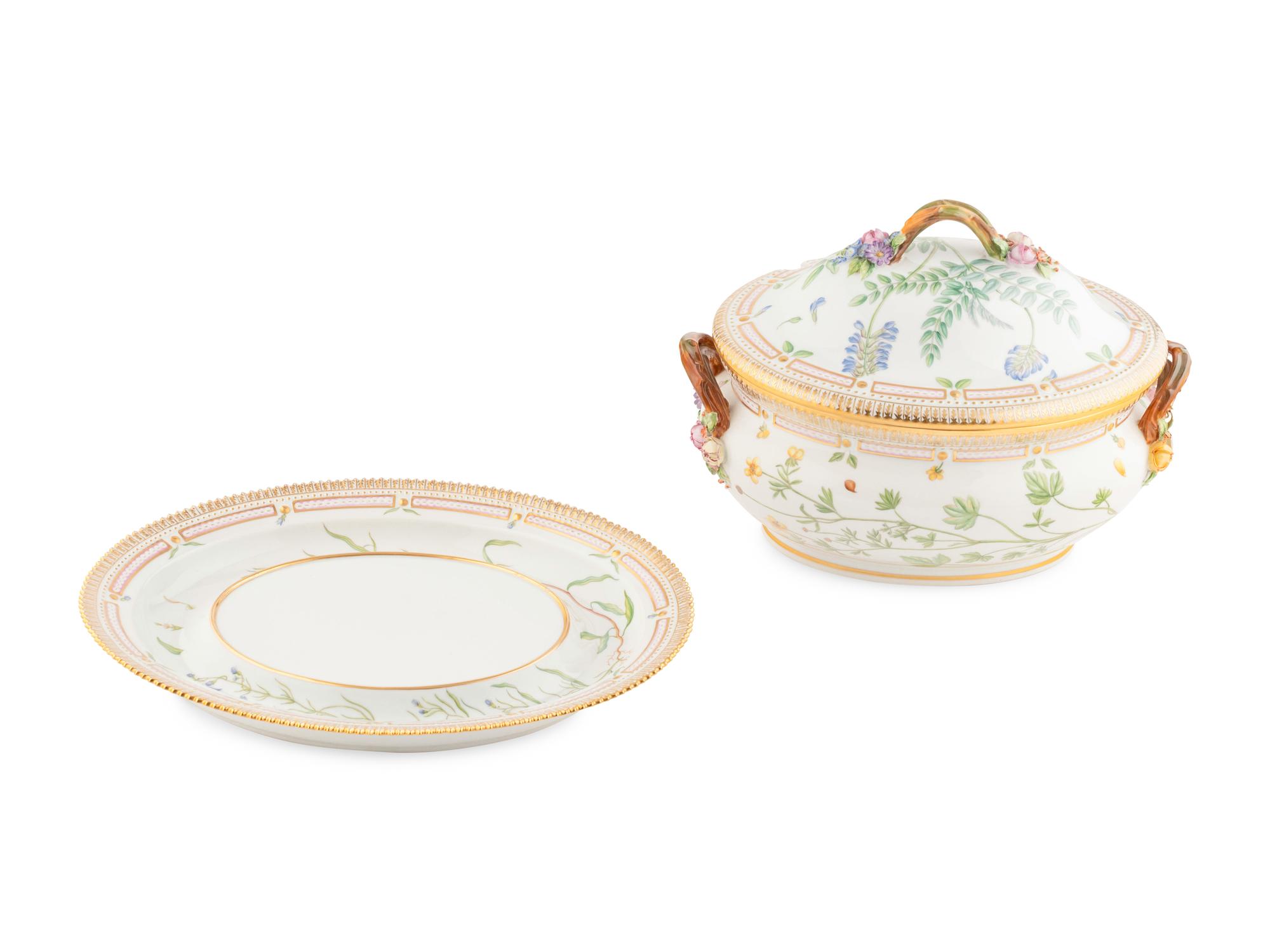 A Royal Copenhagen Flora Danica Porcelain Tureen and Underplate