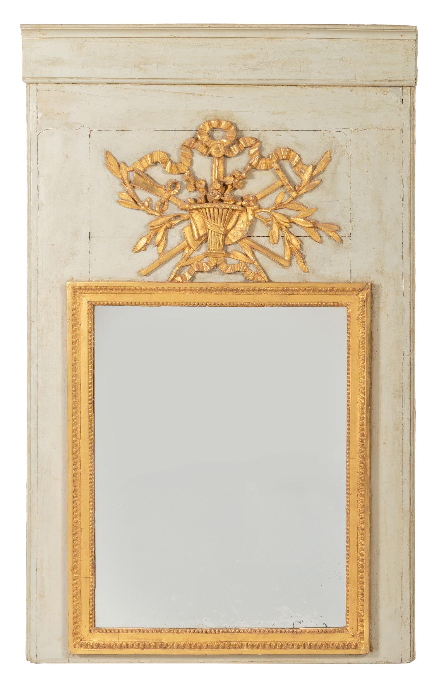A French Provincial Painted and Parcel Gilt Mirror