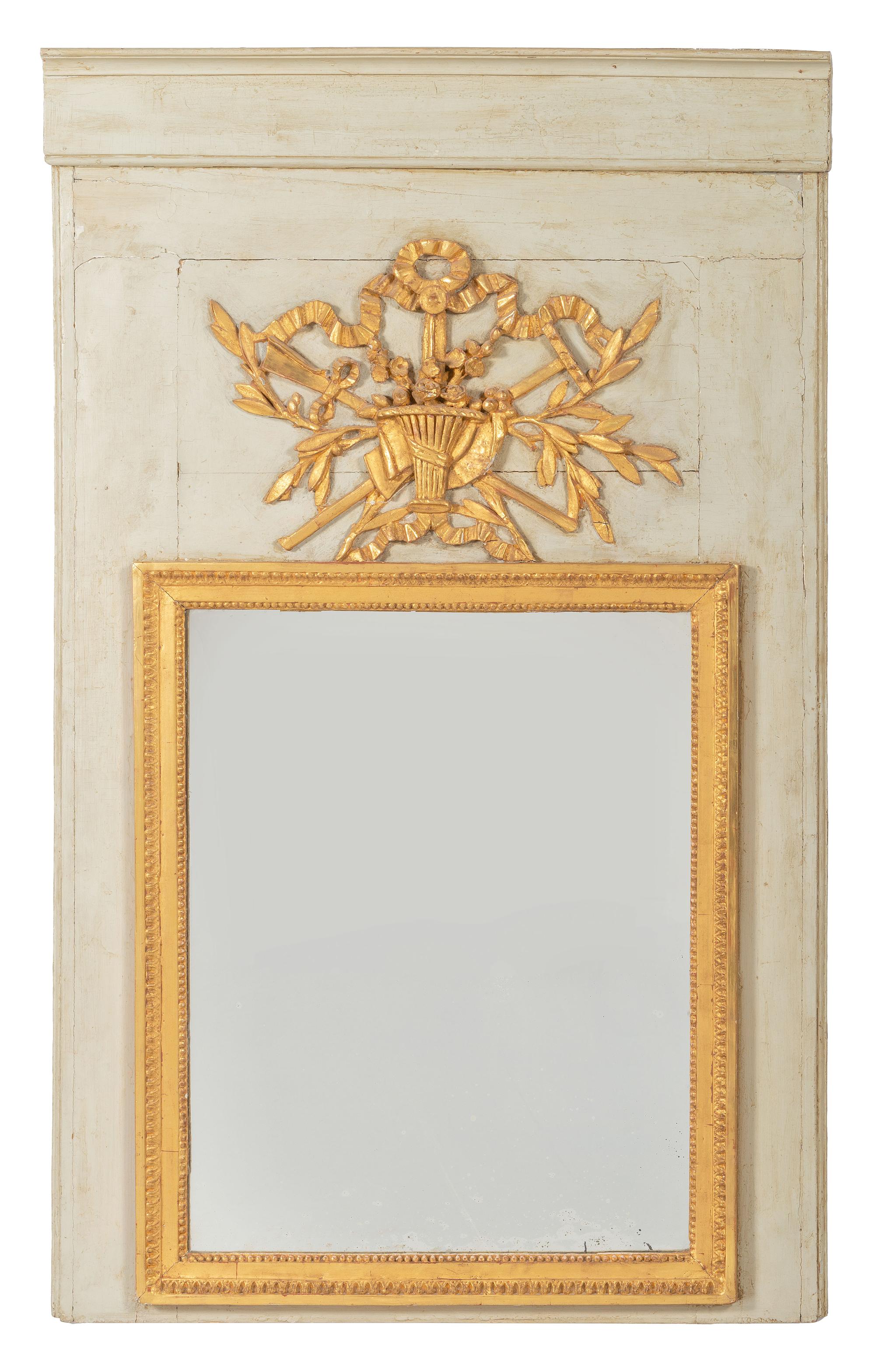 A French Provincial Painted and Parcel Gilt Mirror