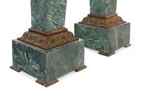 A Pair of Neoclassical Style Bronze Mounted Marble Pedestals