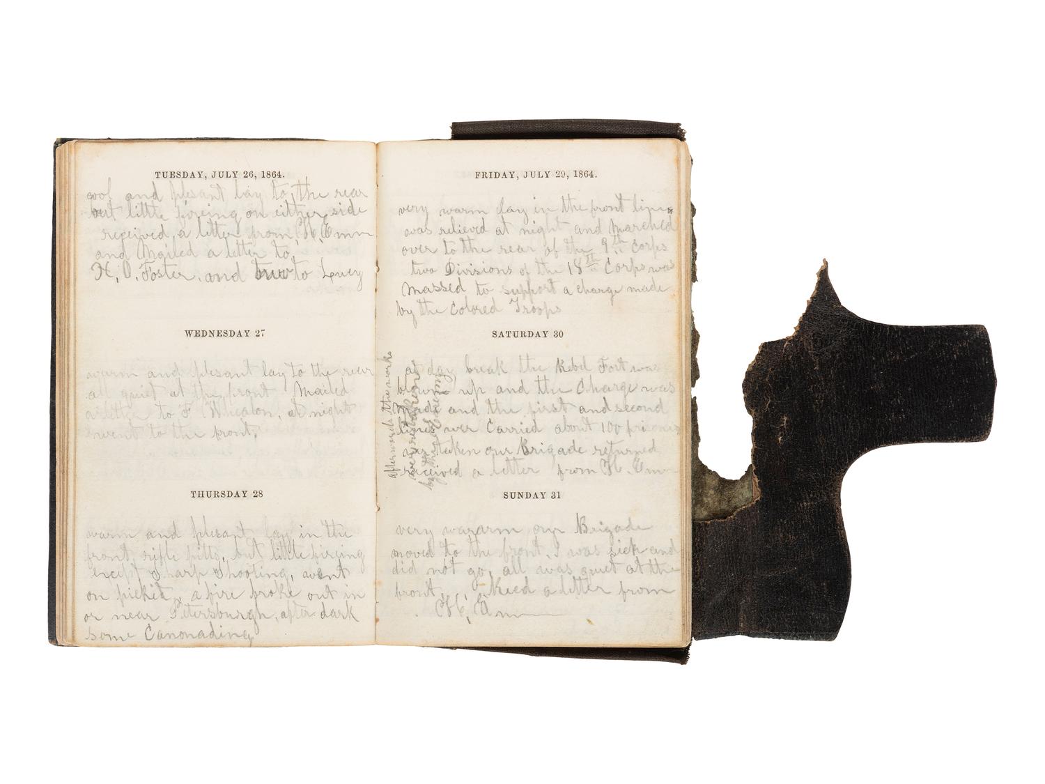 [CIVIL WAR]. 1864 diary of Private Joseph C. Foster, 148th New York Infantry, wounded at Battle of Chaffin's Farm.