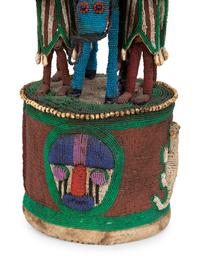 A Group of Three Yoruba Beaded Headdresses and Two Talisman Panels — 20TH CENTURY