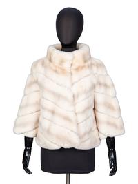 YVES SALOMON, CREAM RABBIT FUR JACKET