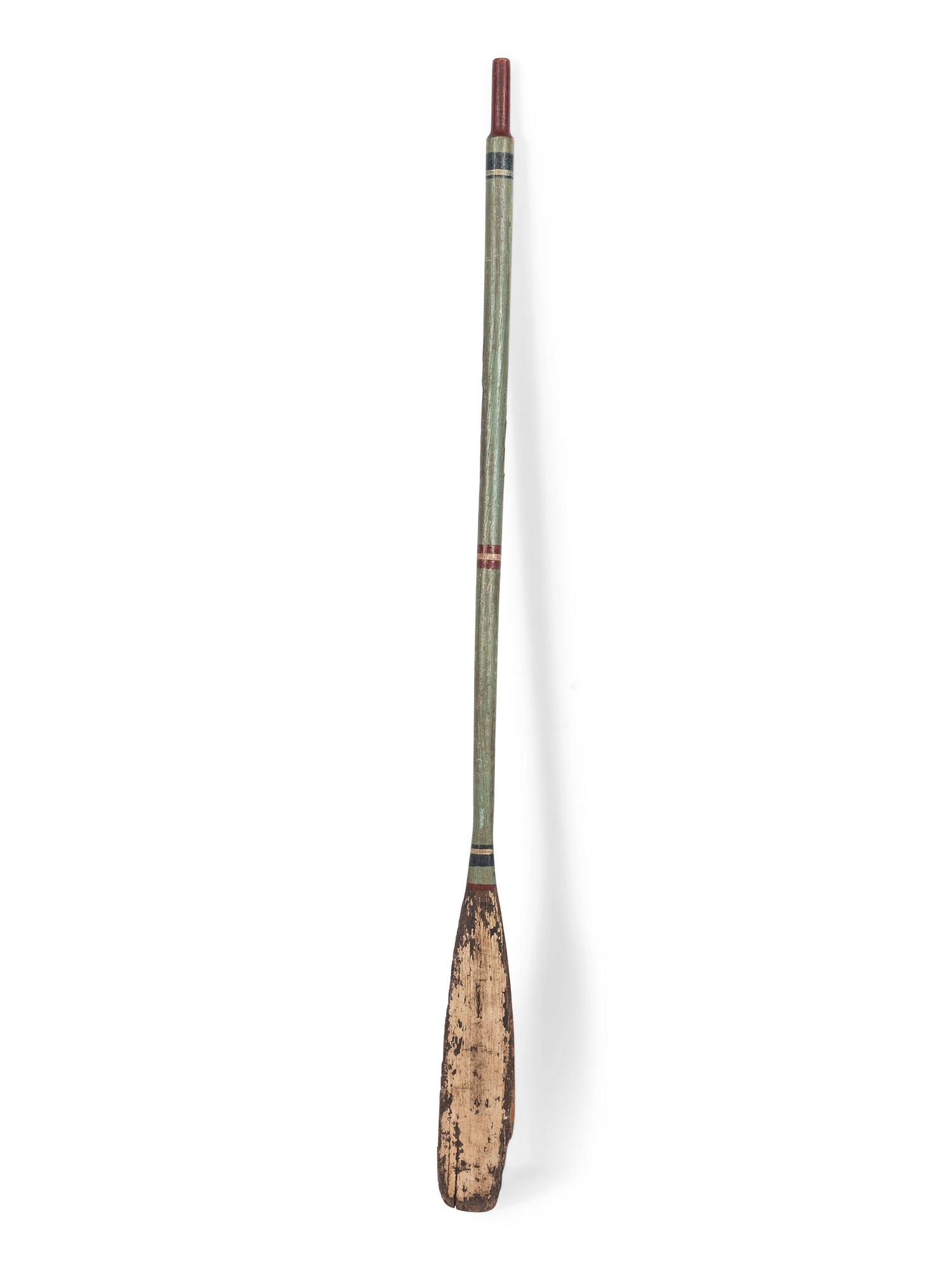 A Folk Art Paint Decorated Wood Canoe Paddle