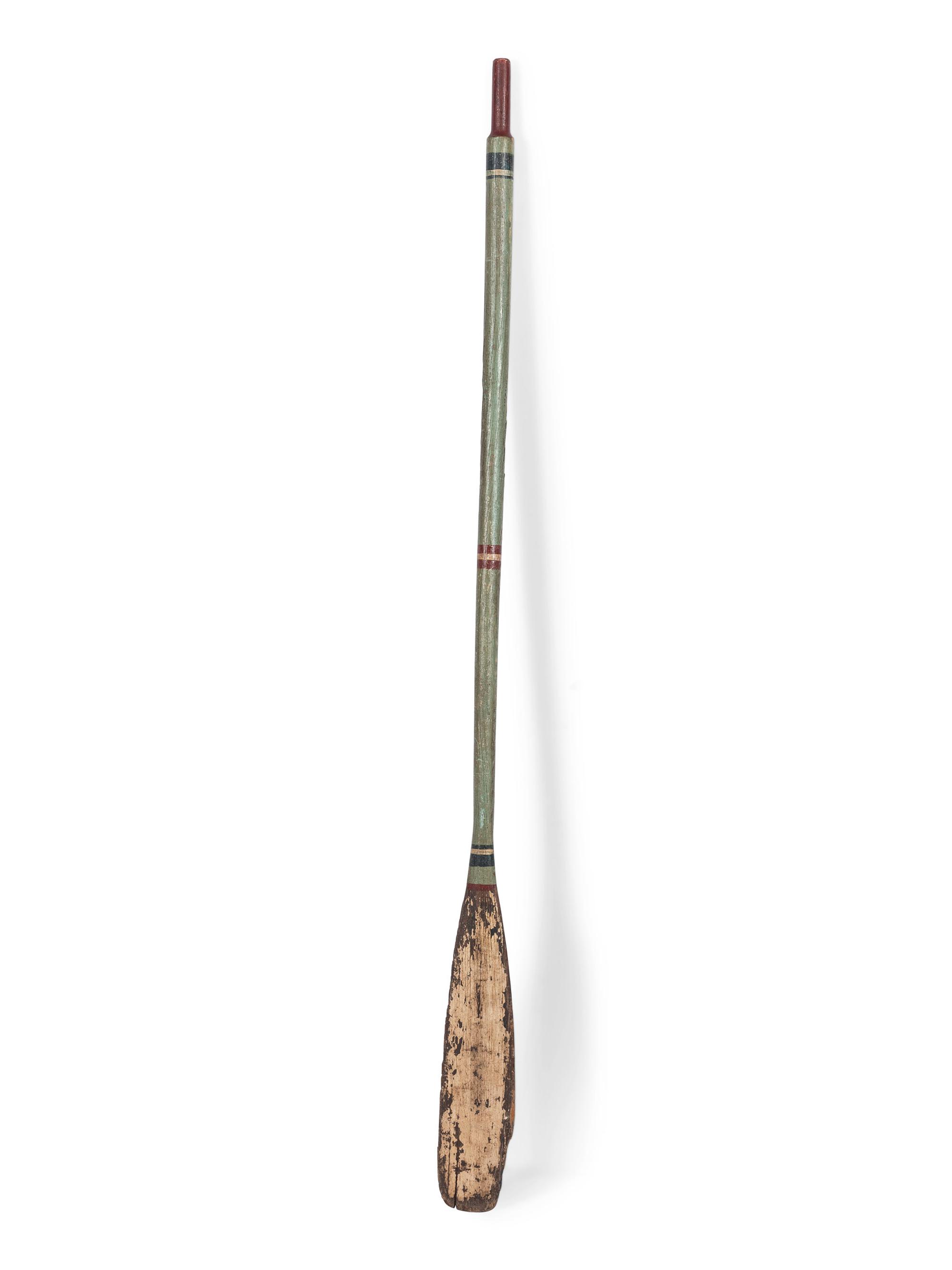 A Folk Art Paint Decorated Wood Canoe Paddle