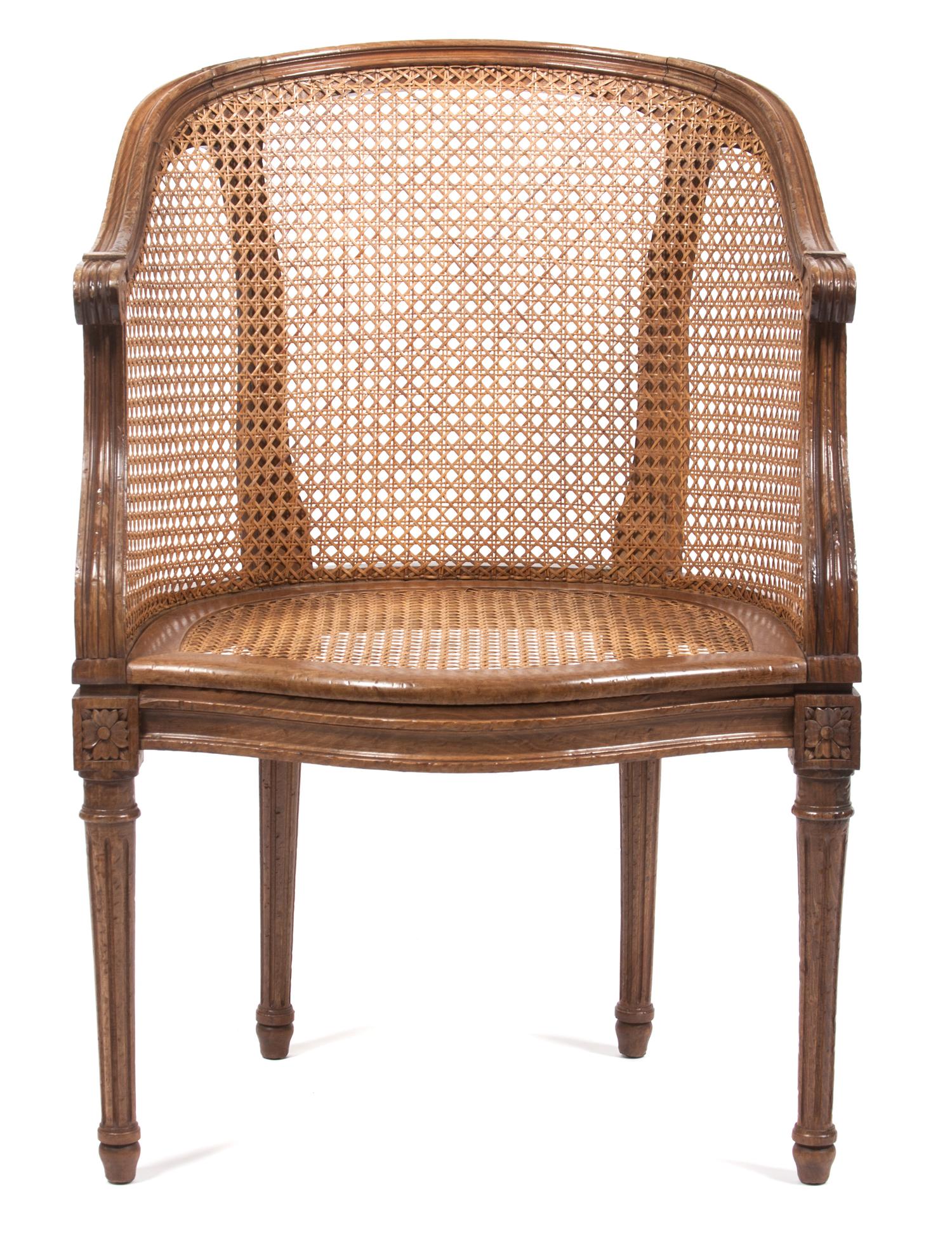 A Louis XVI Style Canned Bergere Height 33 1/2 inches. — 19TH/20TH CENTURY