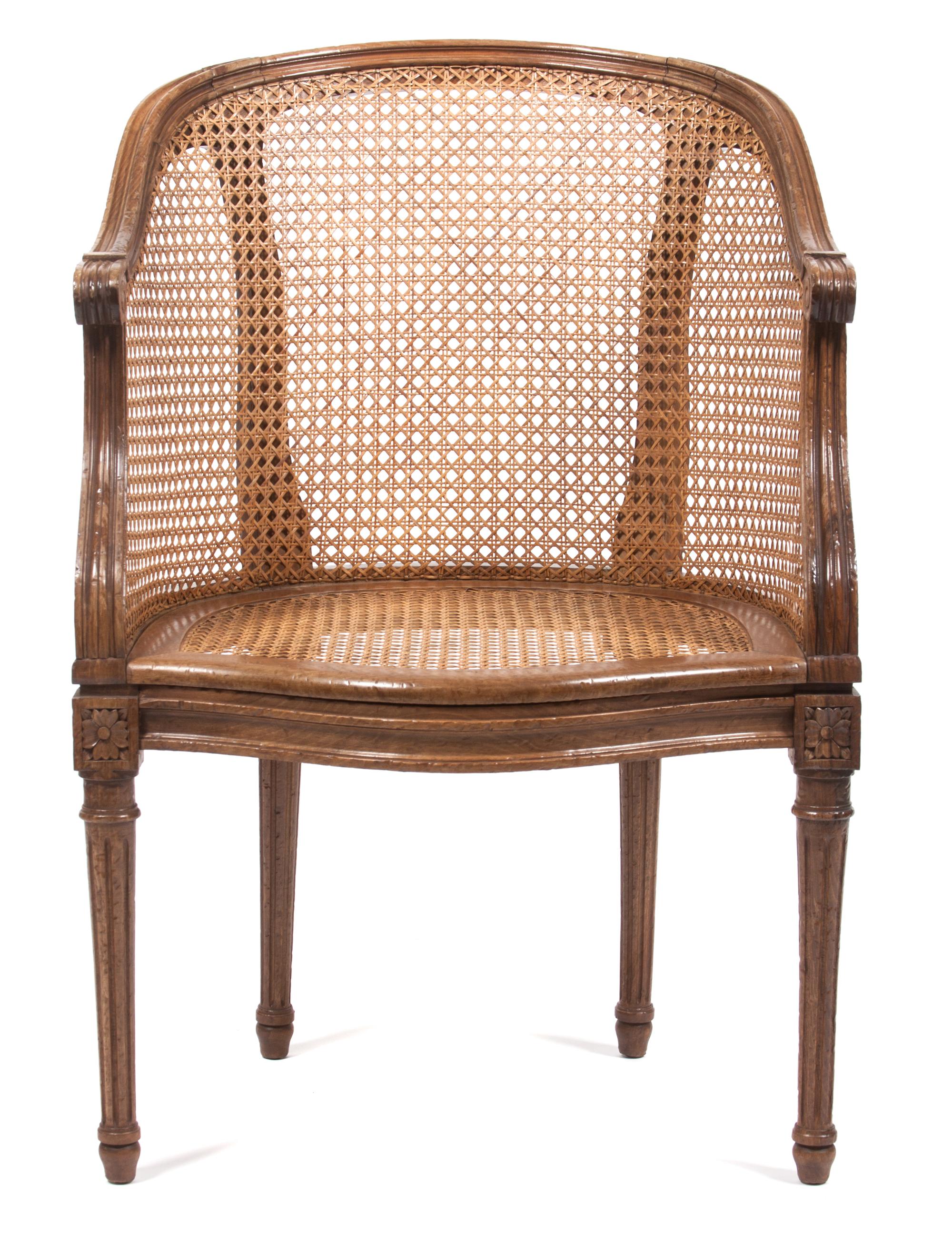 A Louis XVI Style Canned Bergere Height 33 1/2 inches. — 19TH/20TH CENTURY