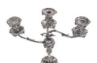 A Pair of Silvered Bronze Three-Light Candelabra — 19TH CENTURY