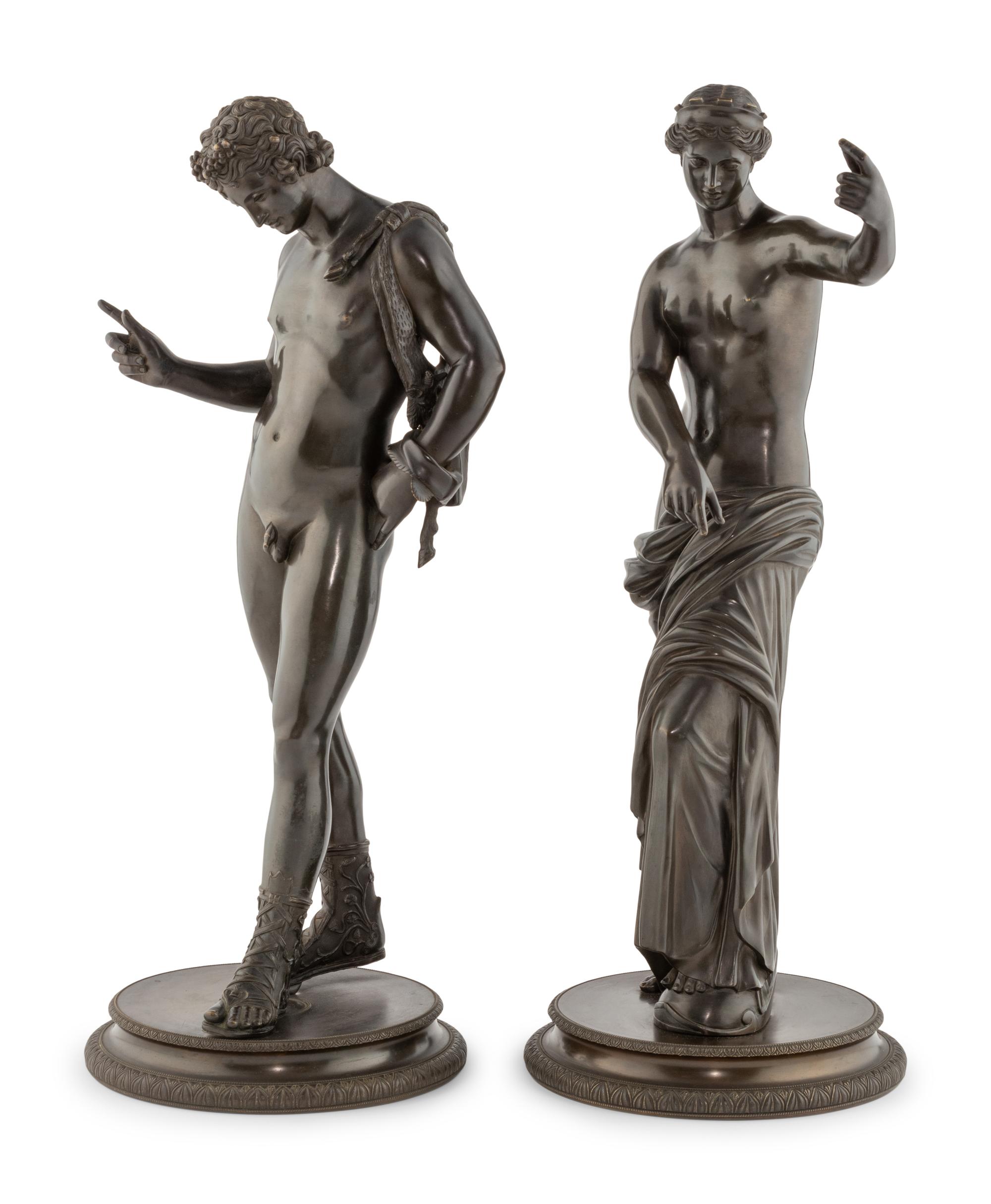 A Pair of Grand Tour Bronze Figures of Narcissus and Venus