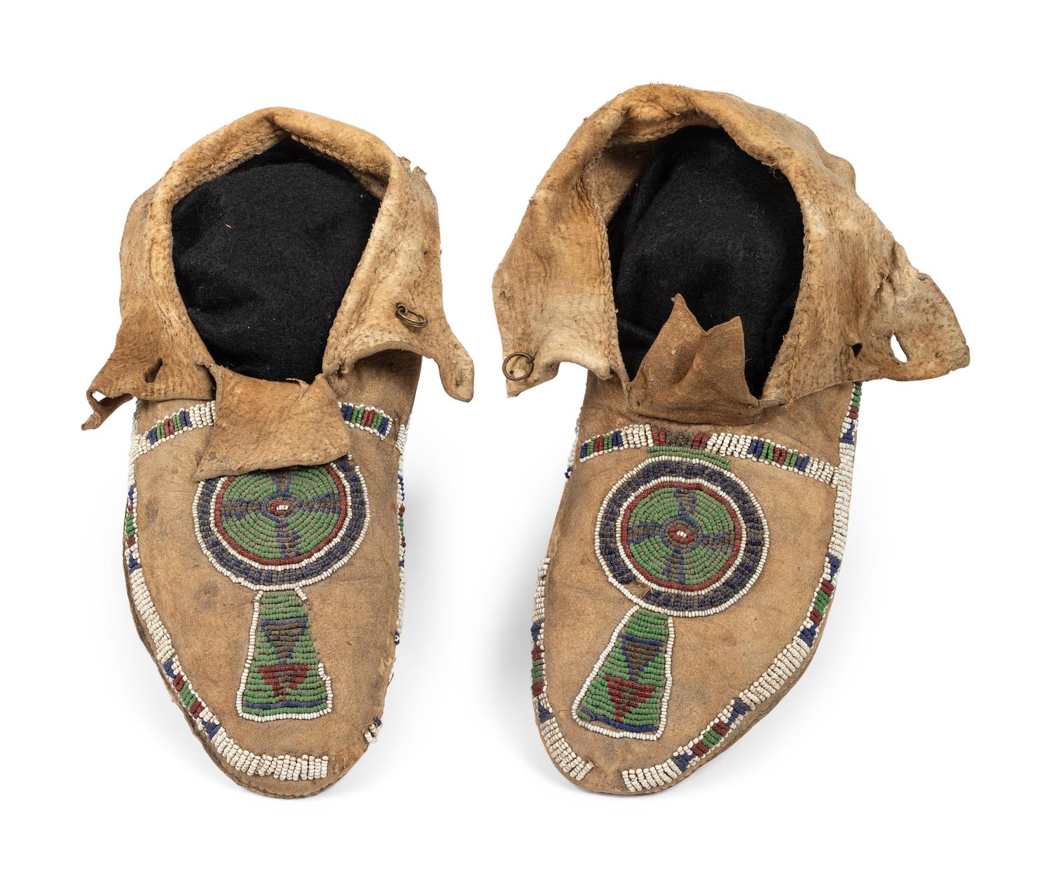 Cheyenne Beaded Hide Moccasins