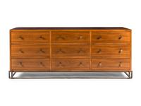 A Custom Bronze and Walnut Chest of Drawers