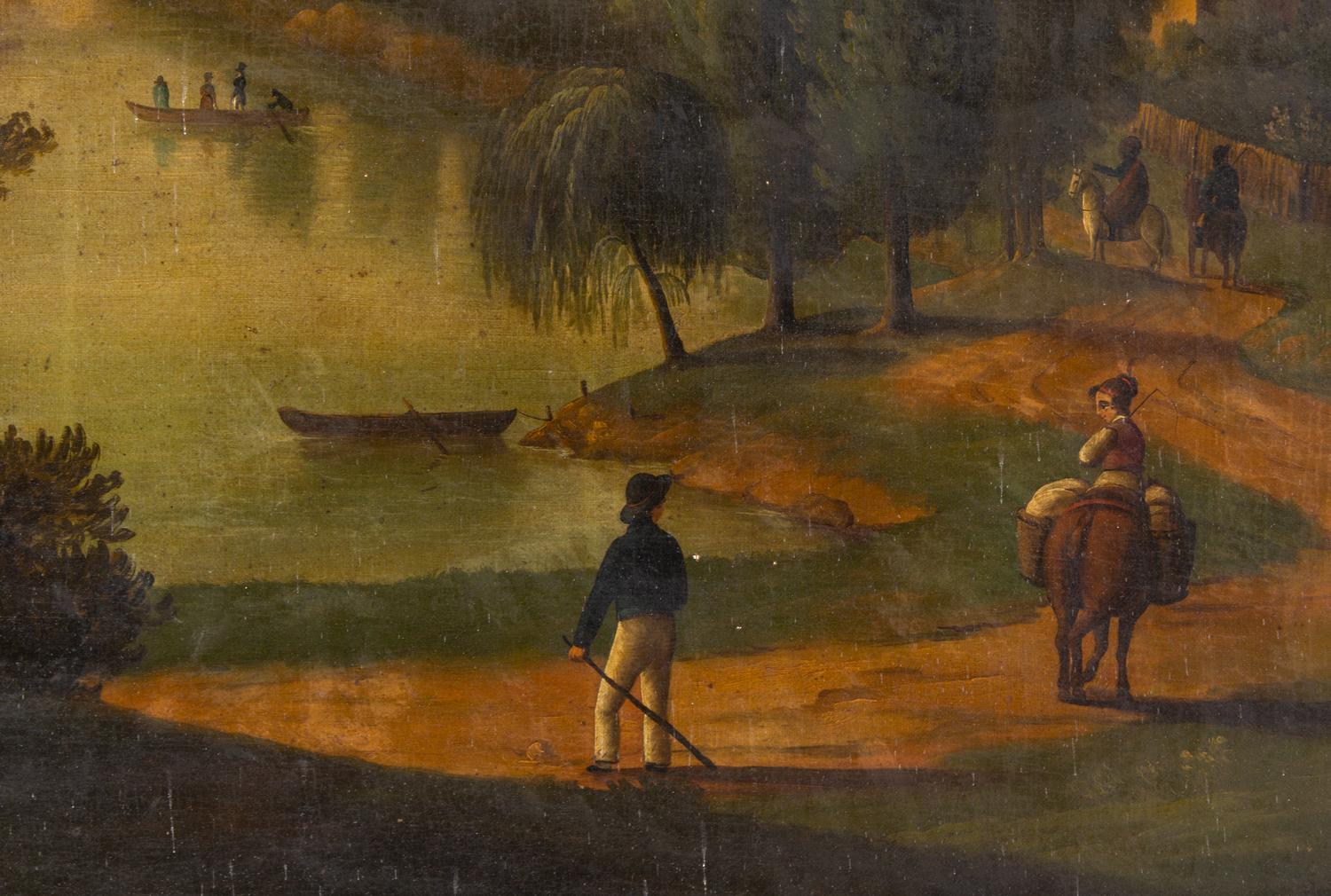 A Louis XVI Grey-Painted Trumeau Mirror