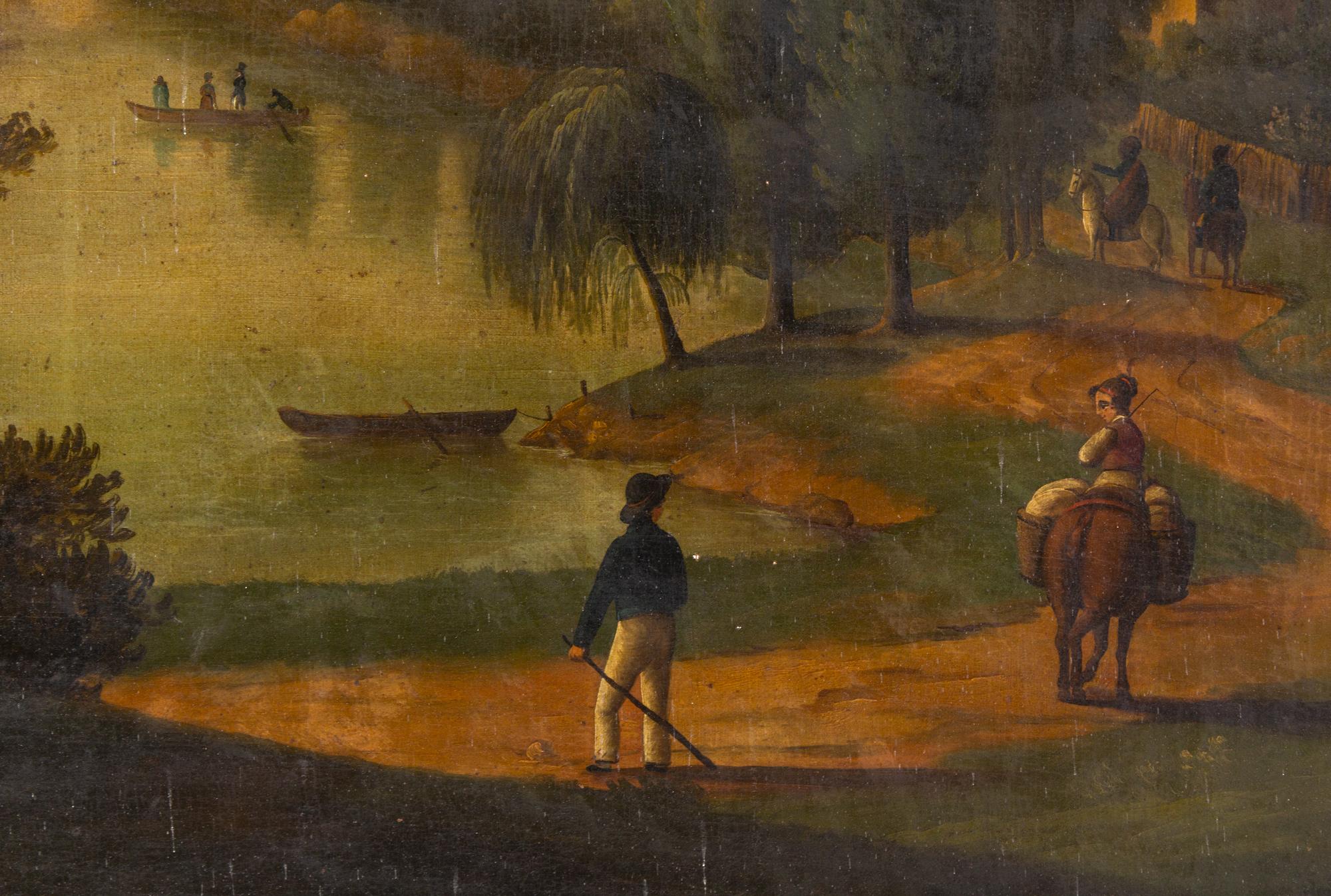 A Louis XVI Grey-Painted Trumeau Mirror
