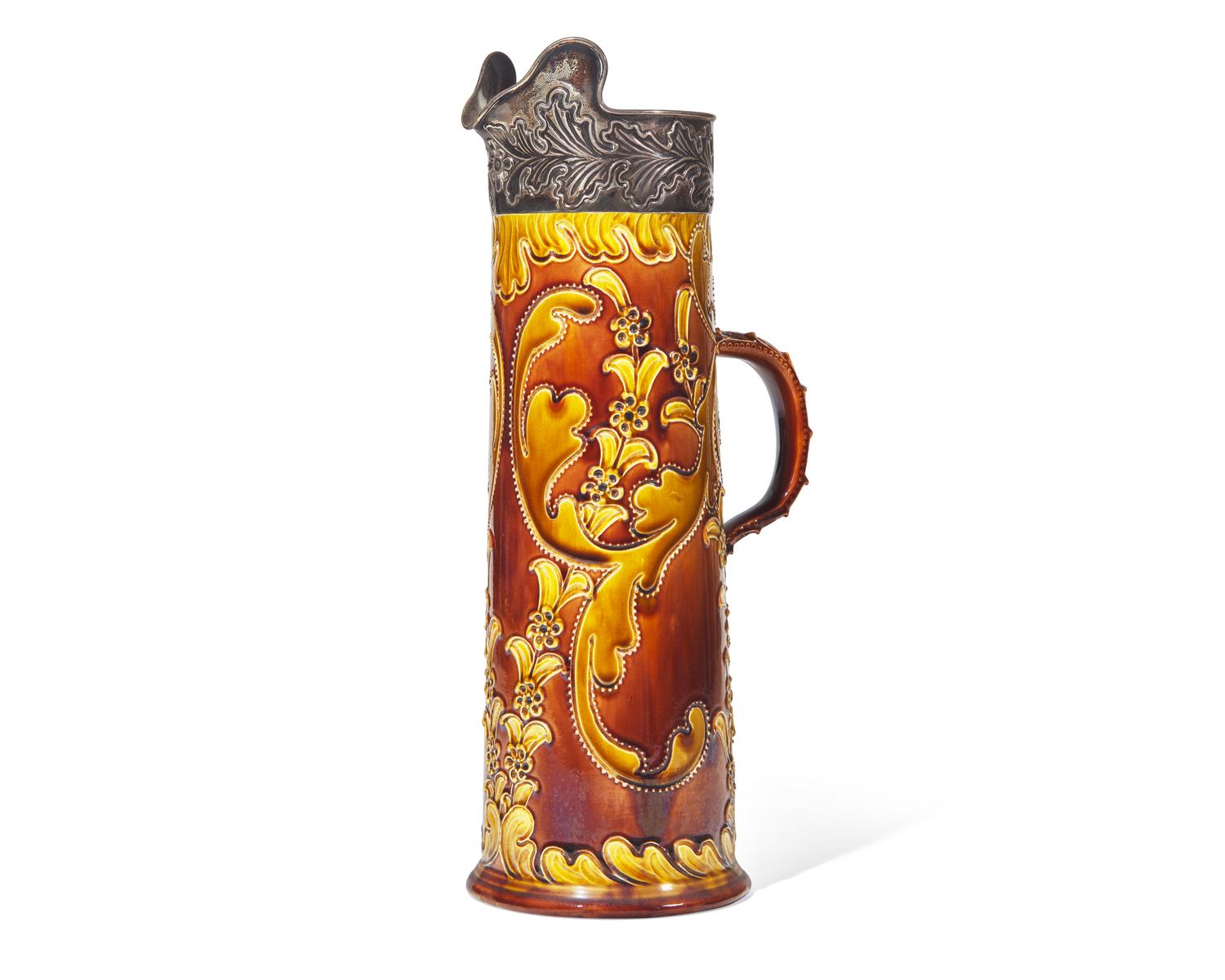 A Wedgwood Harry Barnard Tankard Pitcher with Silver Mounts