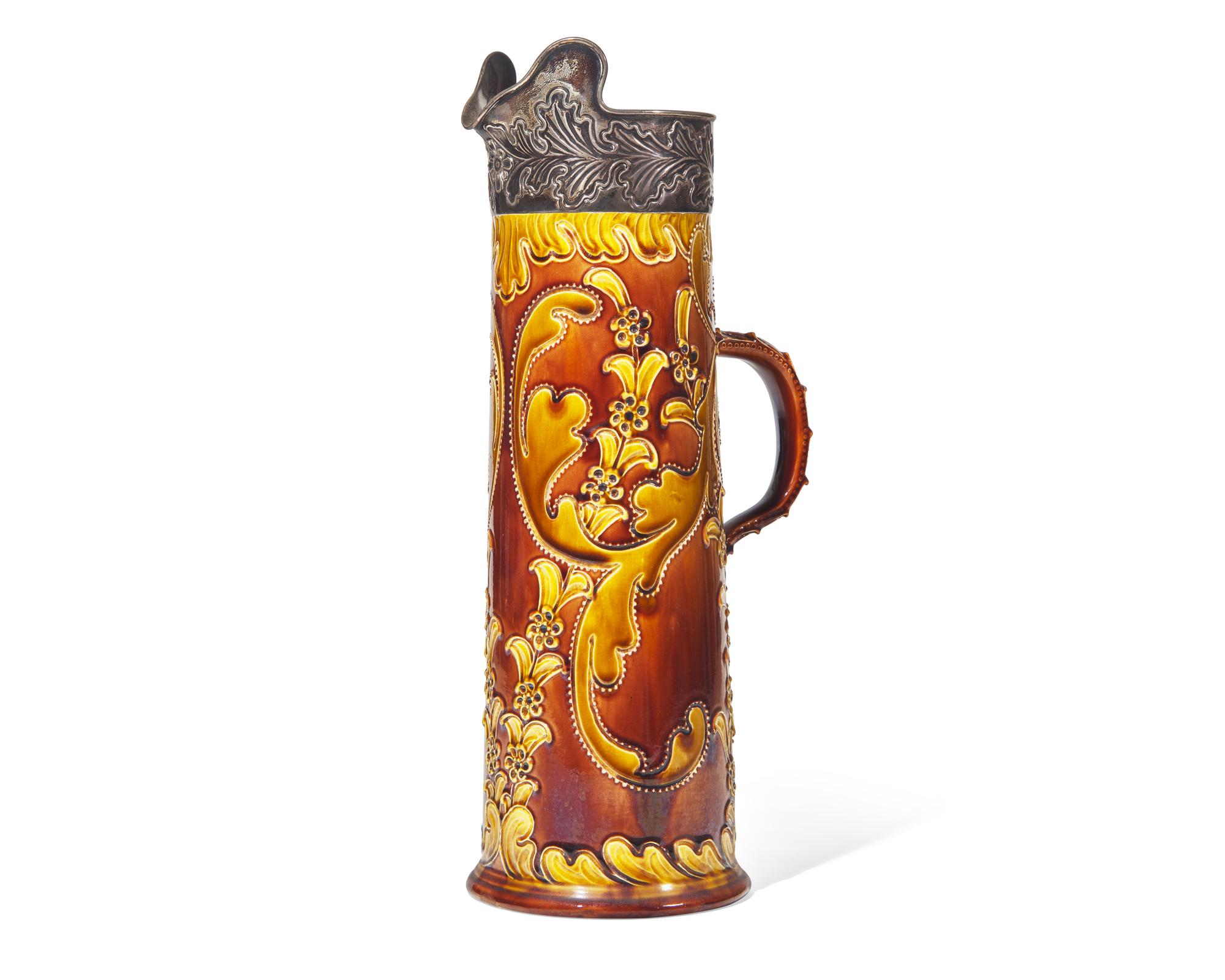 A Wedgwood Harry Barnard Tankard Pitcher with Silver Mounts