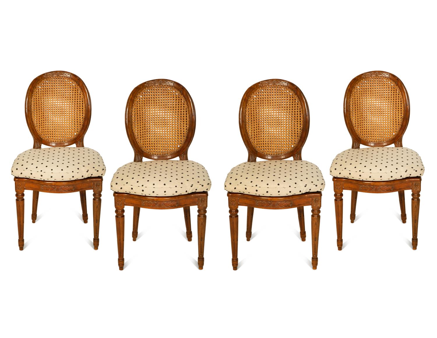 A Set of Four Louis XVI Style Side Chairs