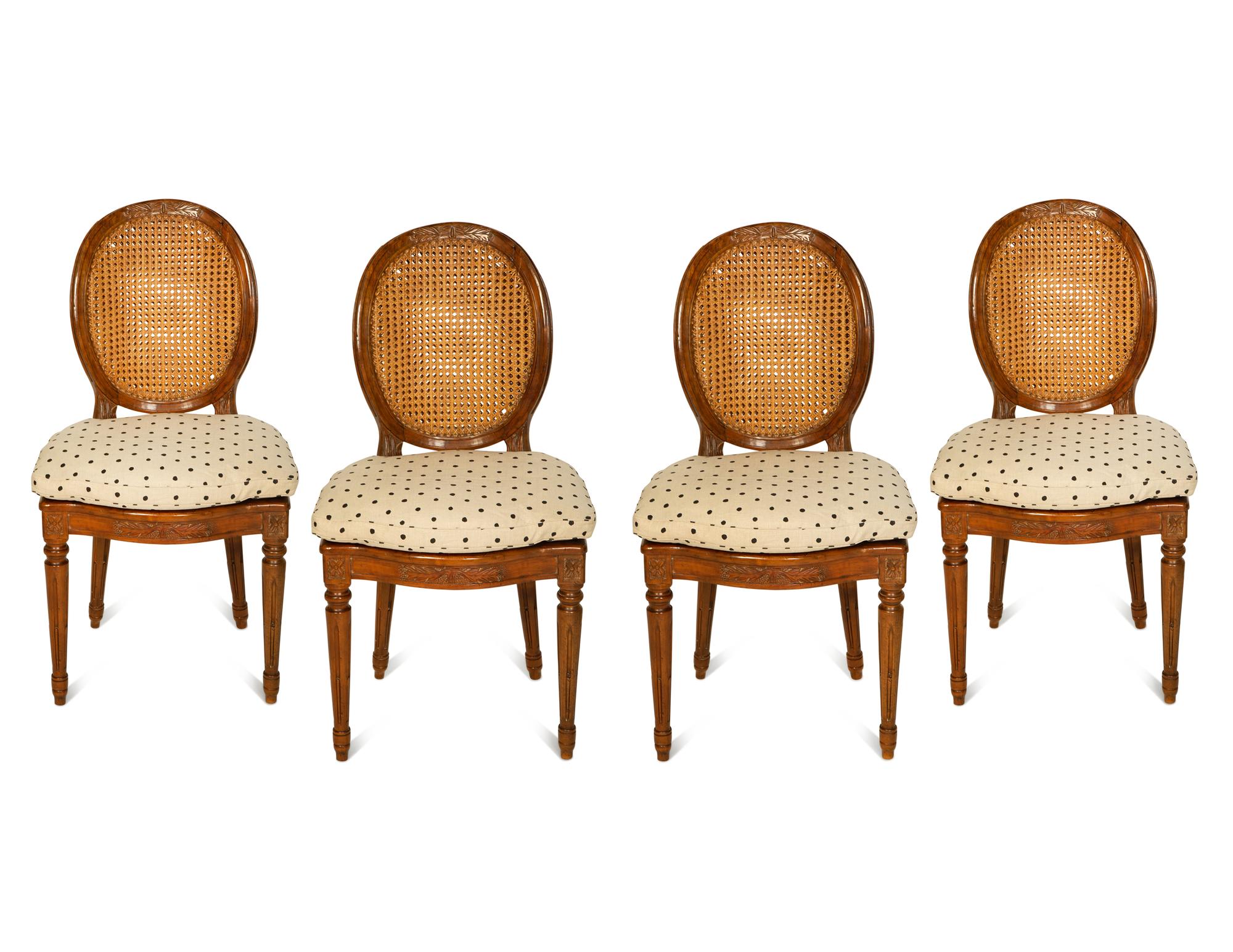 A Set of Four Louis XVI Style Side Chairs
